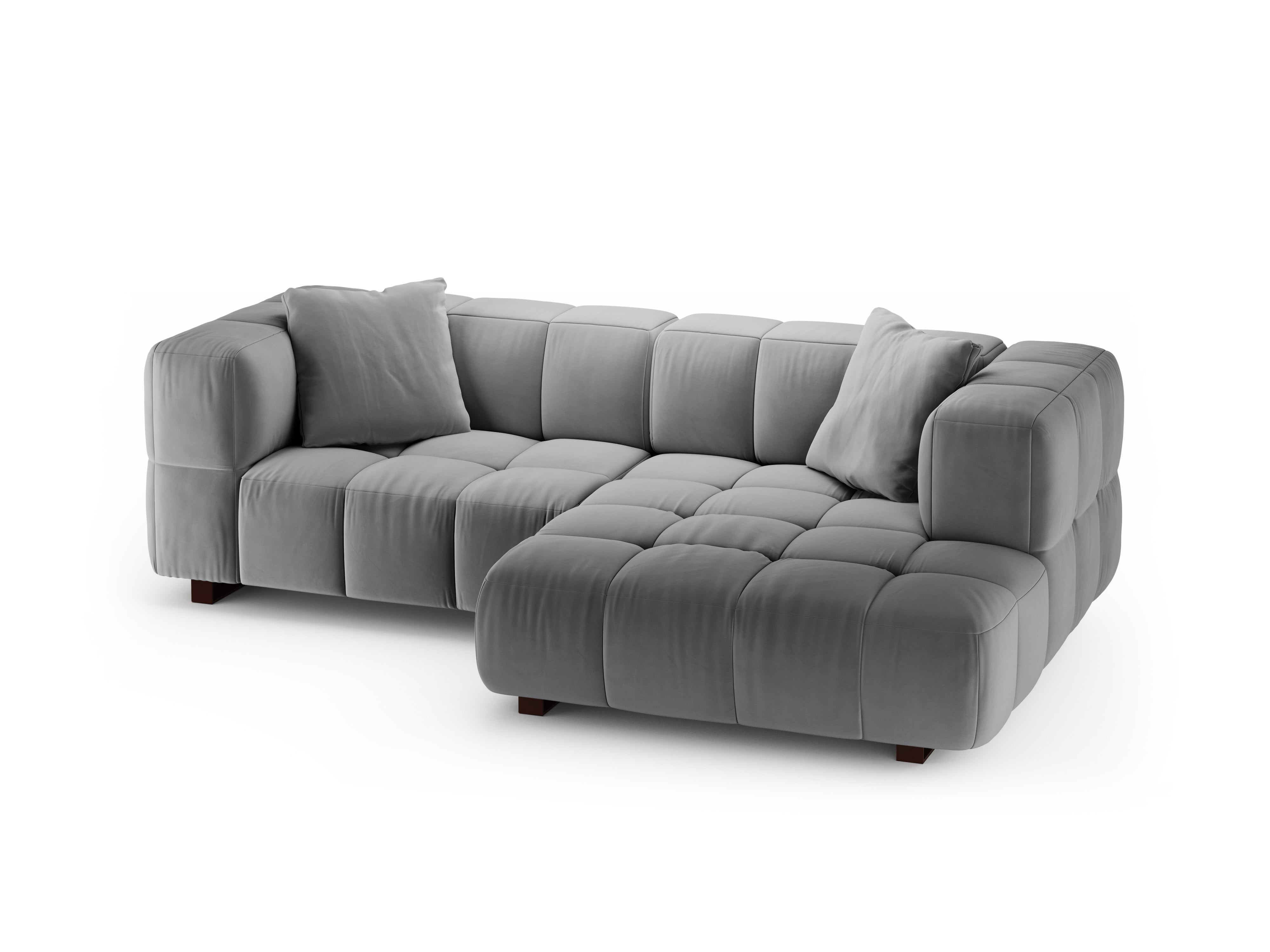 Samt-Ecksofa rechts mit Schlaffunktion PUMA grau