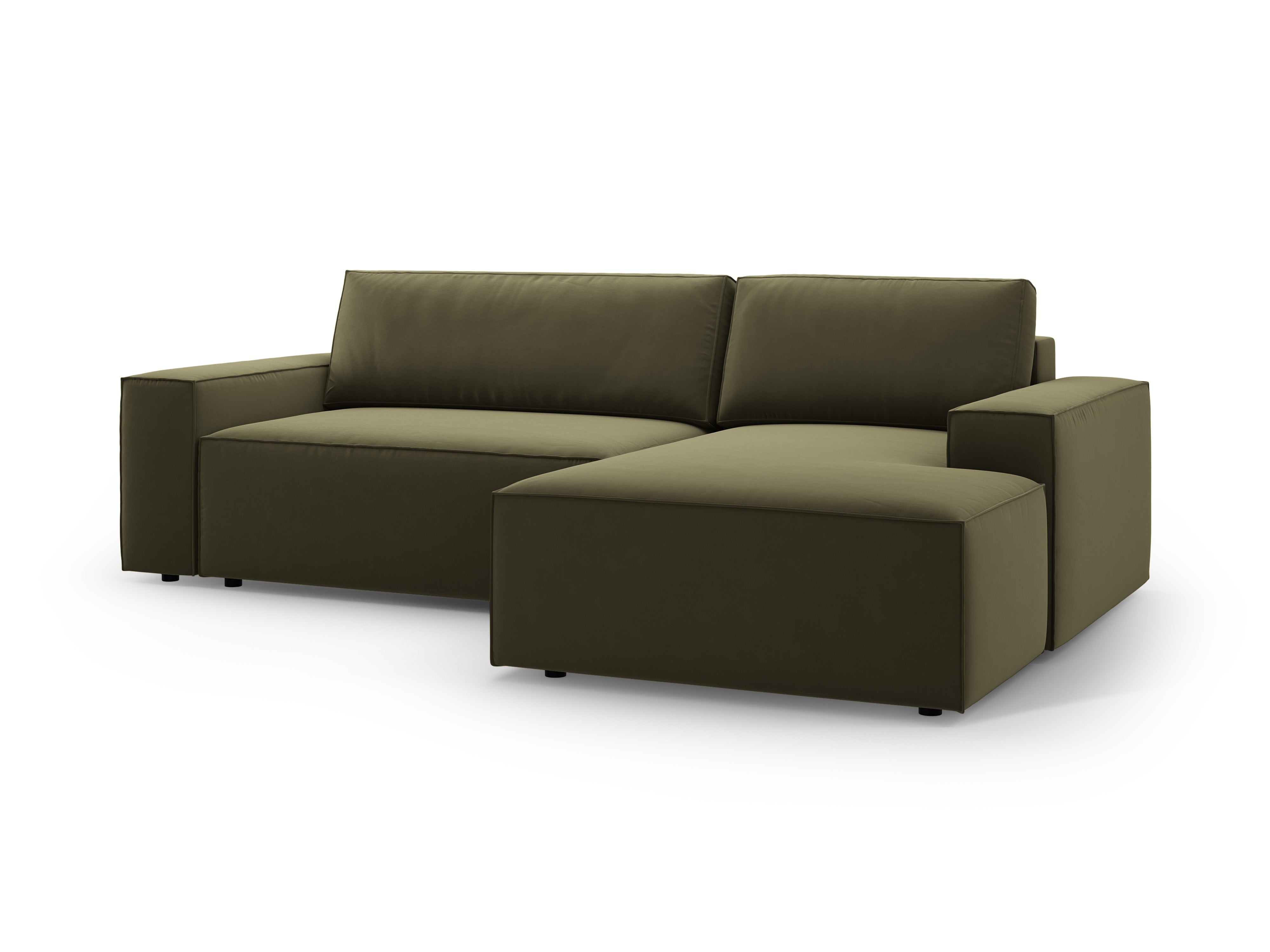 Samt-Ecksofa rechts mit Schlaffunktion JODIE grün