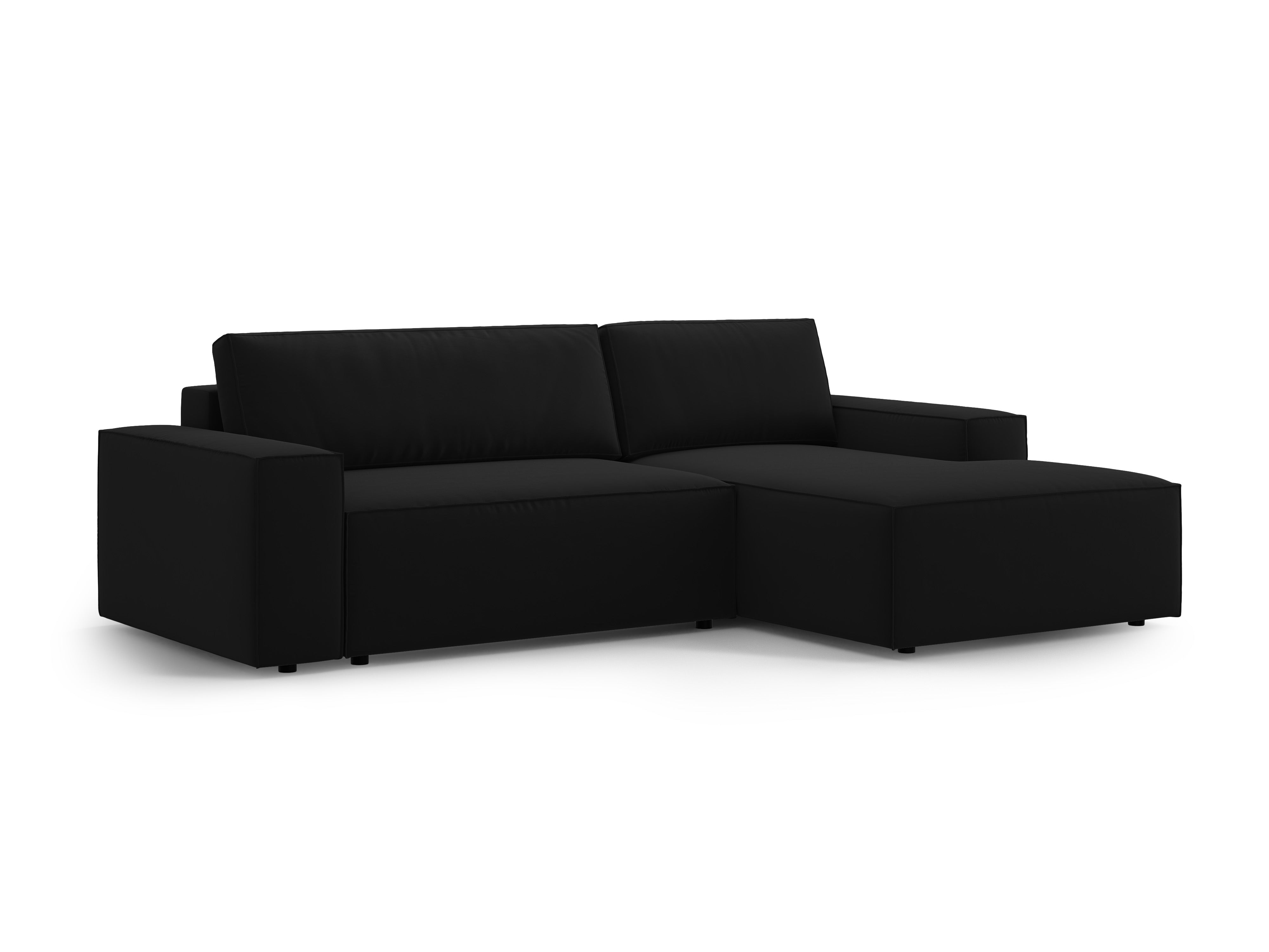 Samt-Ecksofa rechts mit Schlaffunktion JODIE schwarz