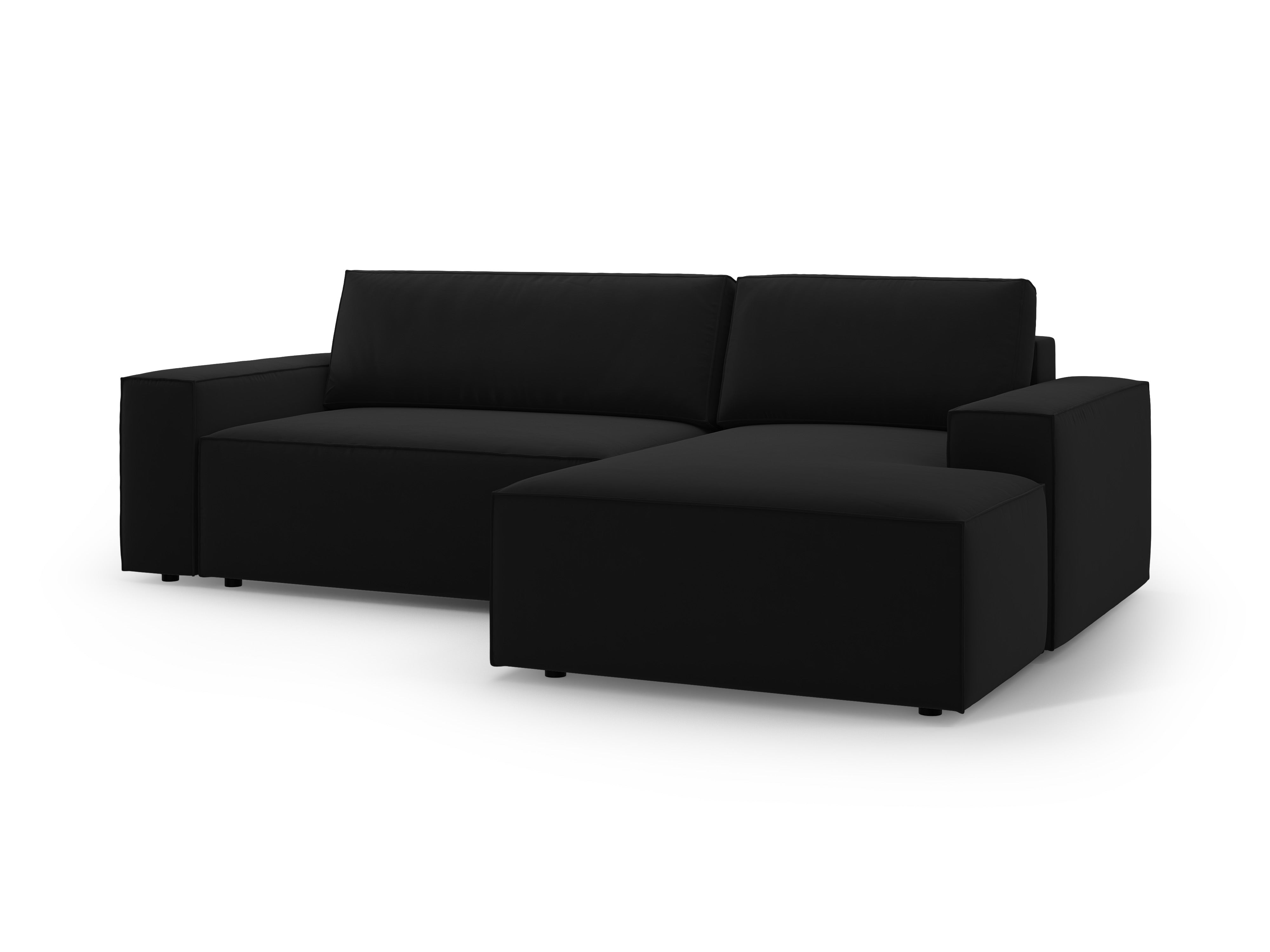 Samt-Ecksofa rechts mit Schlaffunktion JODIE schwarz