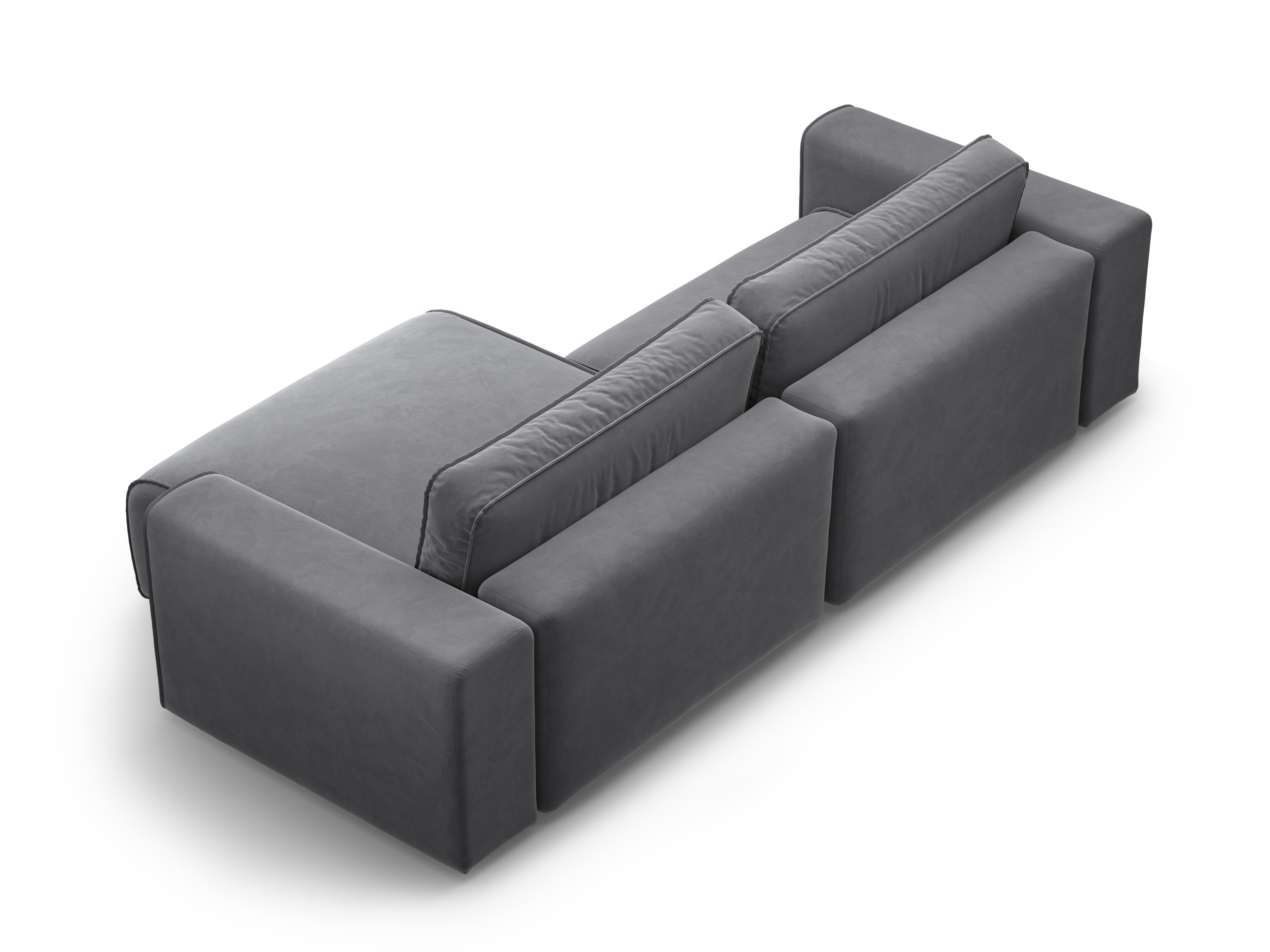 Right-facing velvet corner sofa for 3 people with sleeping function VICTOR gray