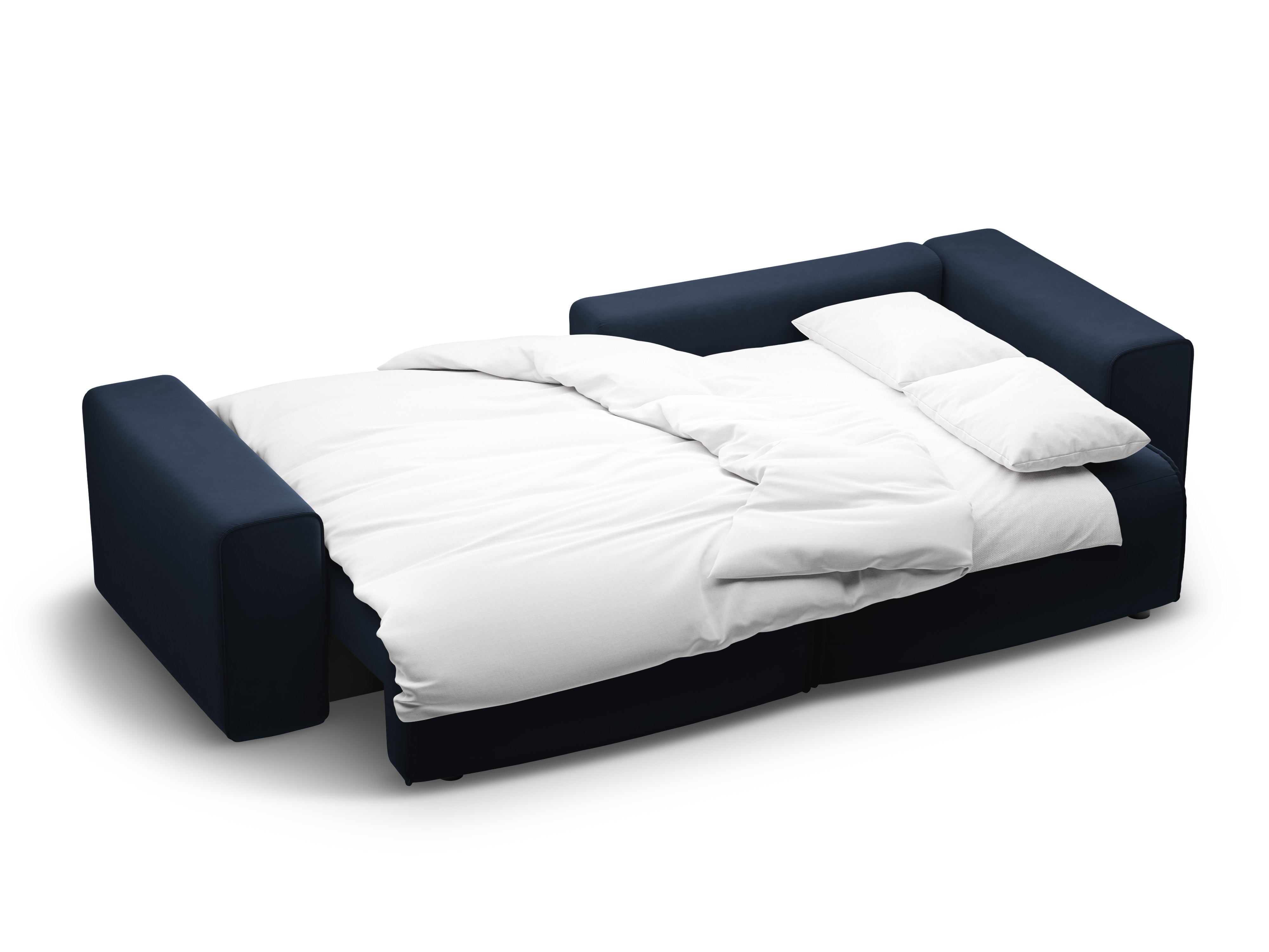 Samt-Ecksofa rechtsseitig 3-sitzig mit Schlaffunktion VICTOR in Marineblau