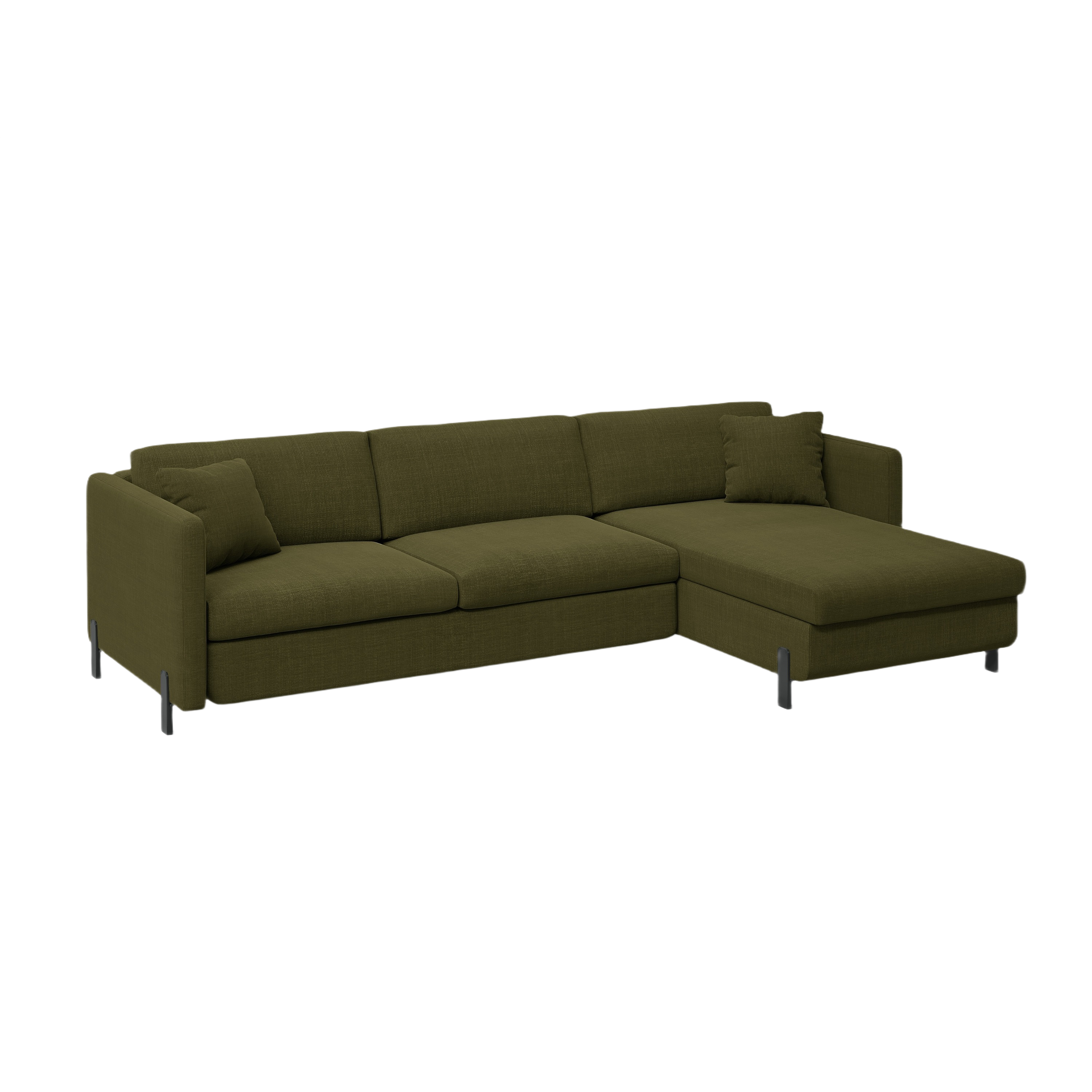Right-facing 4-seater sofa bed GLORIA green chenille