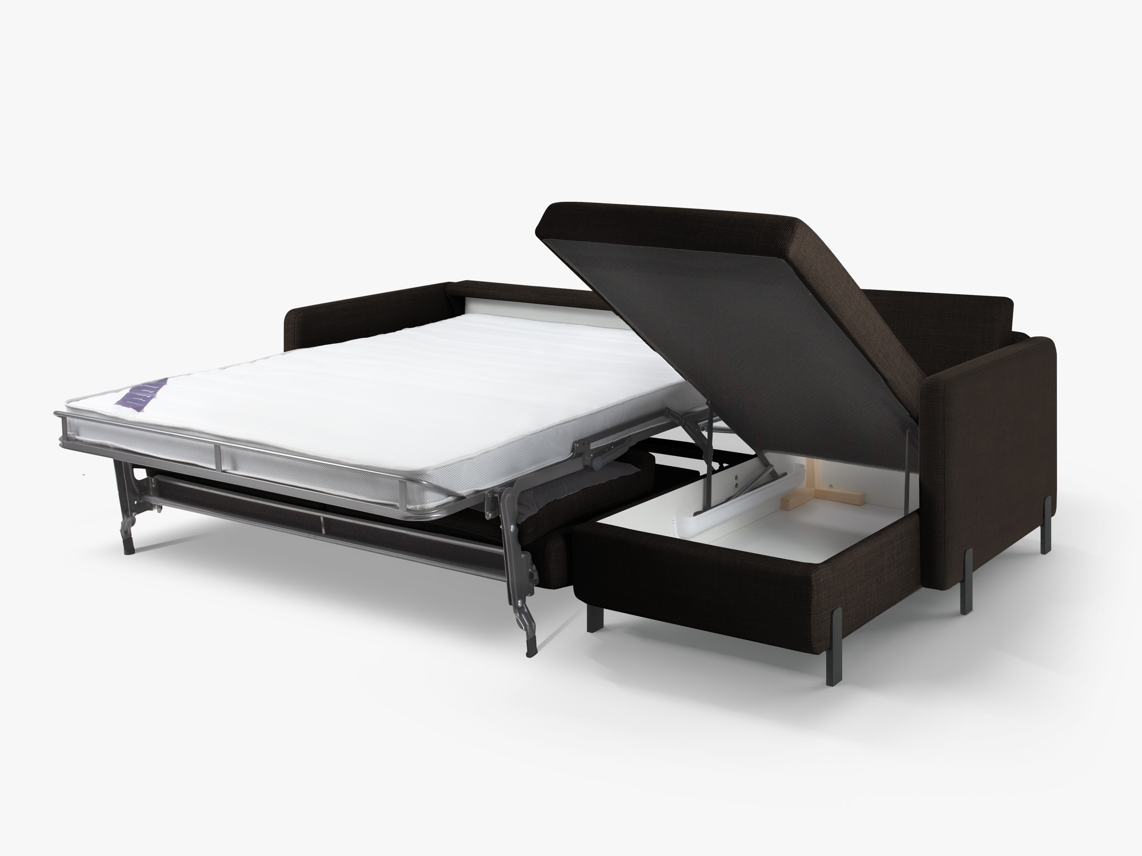 Right-facing 4-seater sofa bed GLORIA dark gray chenille