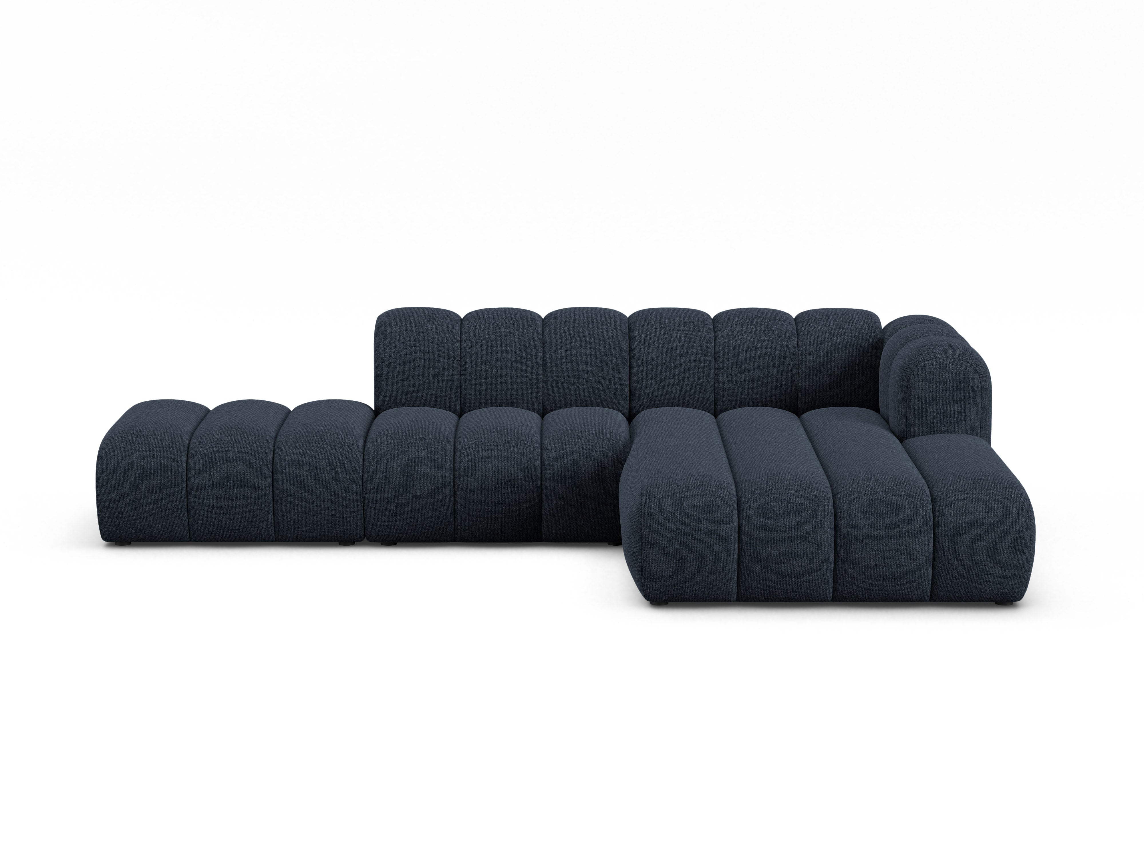 5-sitziges rechteckiges Ecksofa LUPINE in marineblauem Chenille