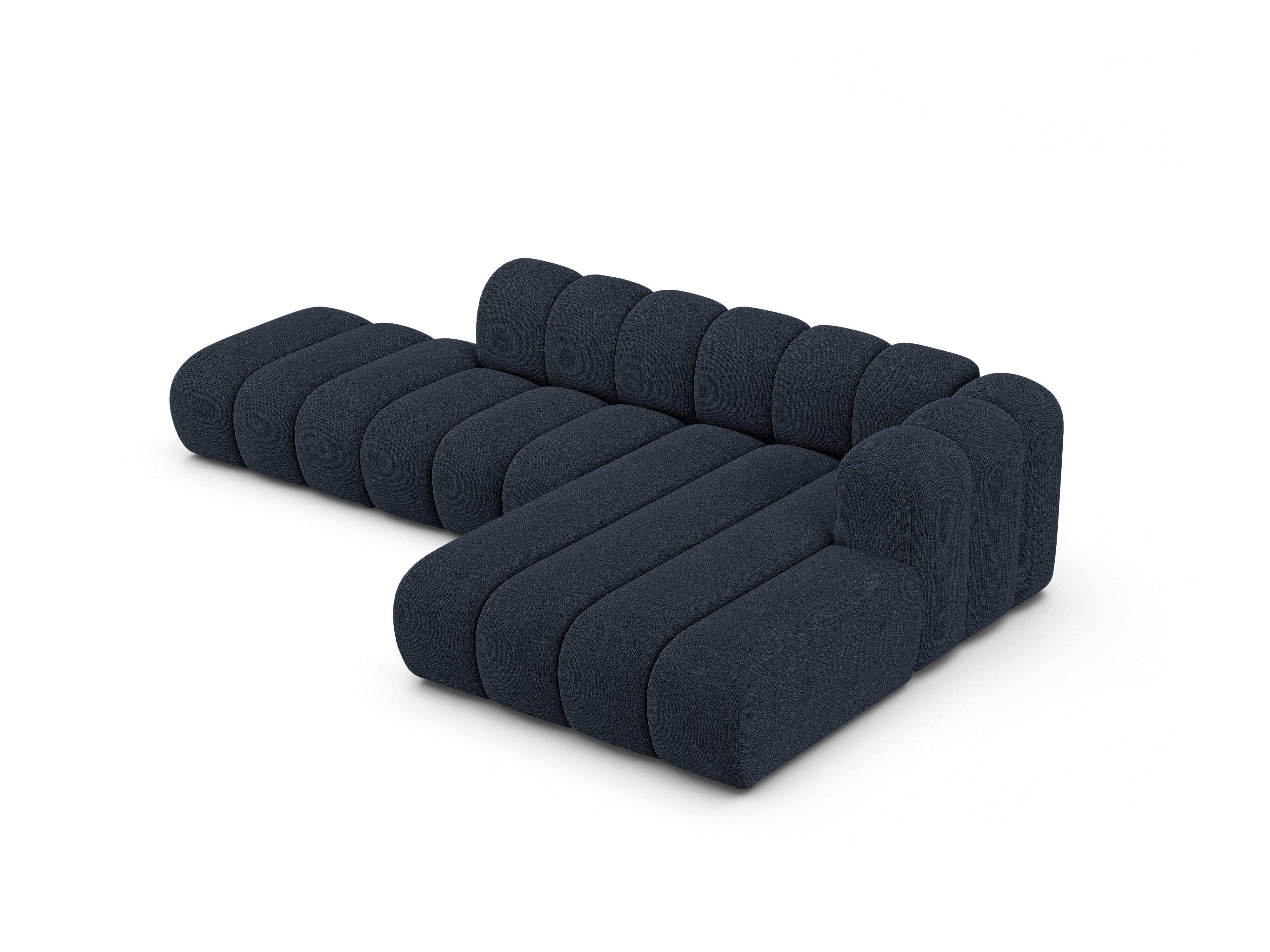 5-sitziges rechteckiges Ecksofa LUPINE in marineblauem Chenille
