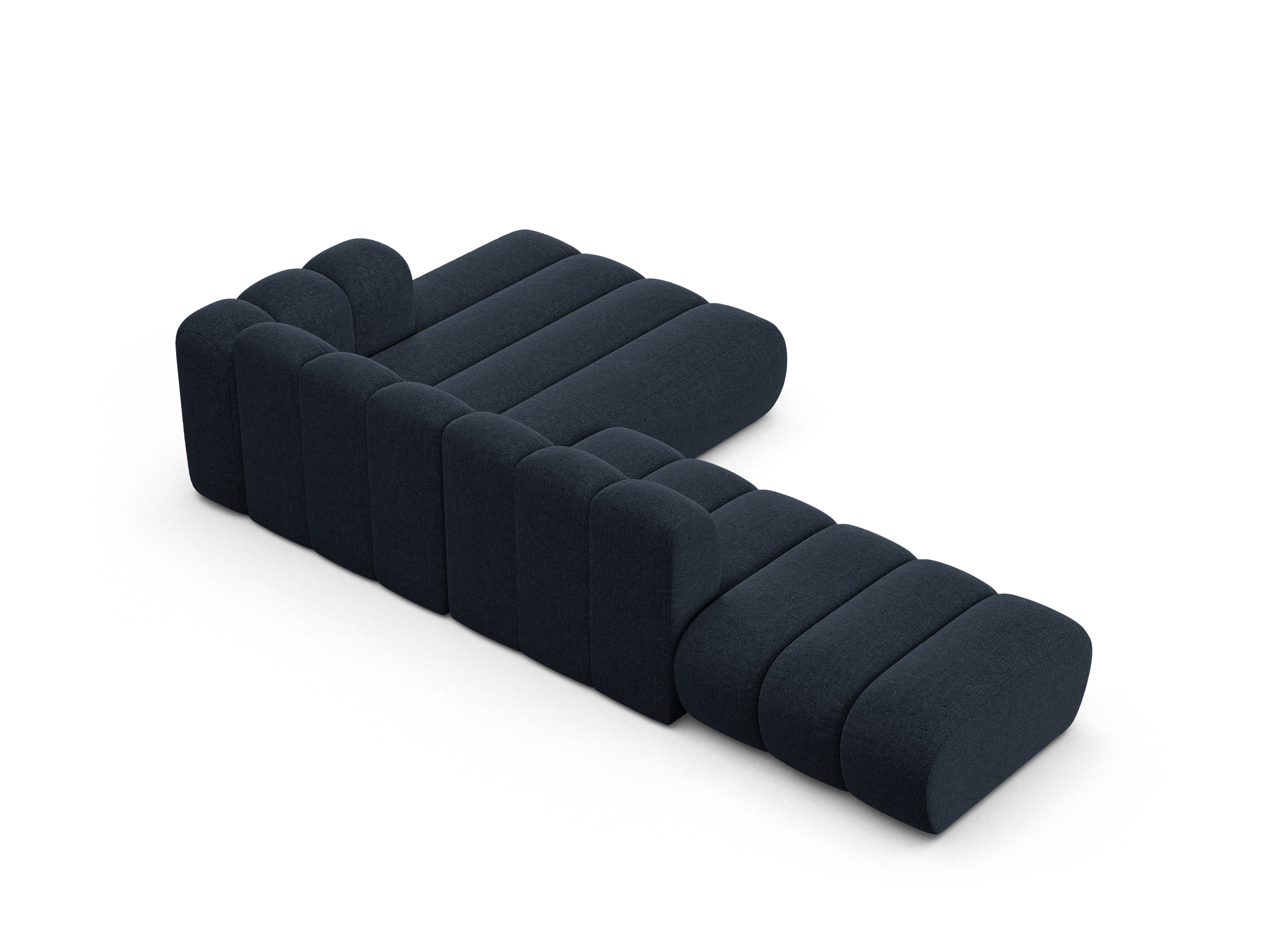 5-sitziges rechteckiges Ecksofa LUPINE in marineblauem Chenille