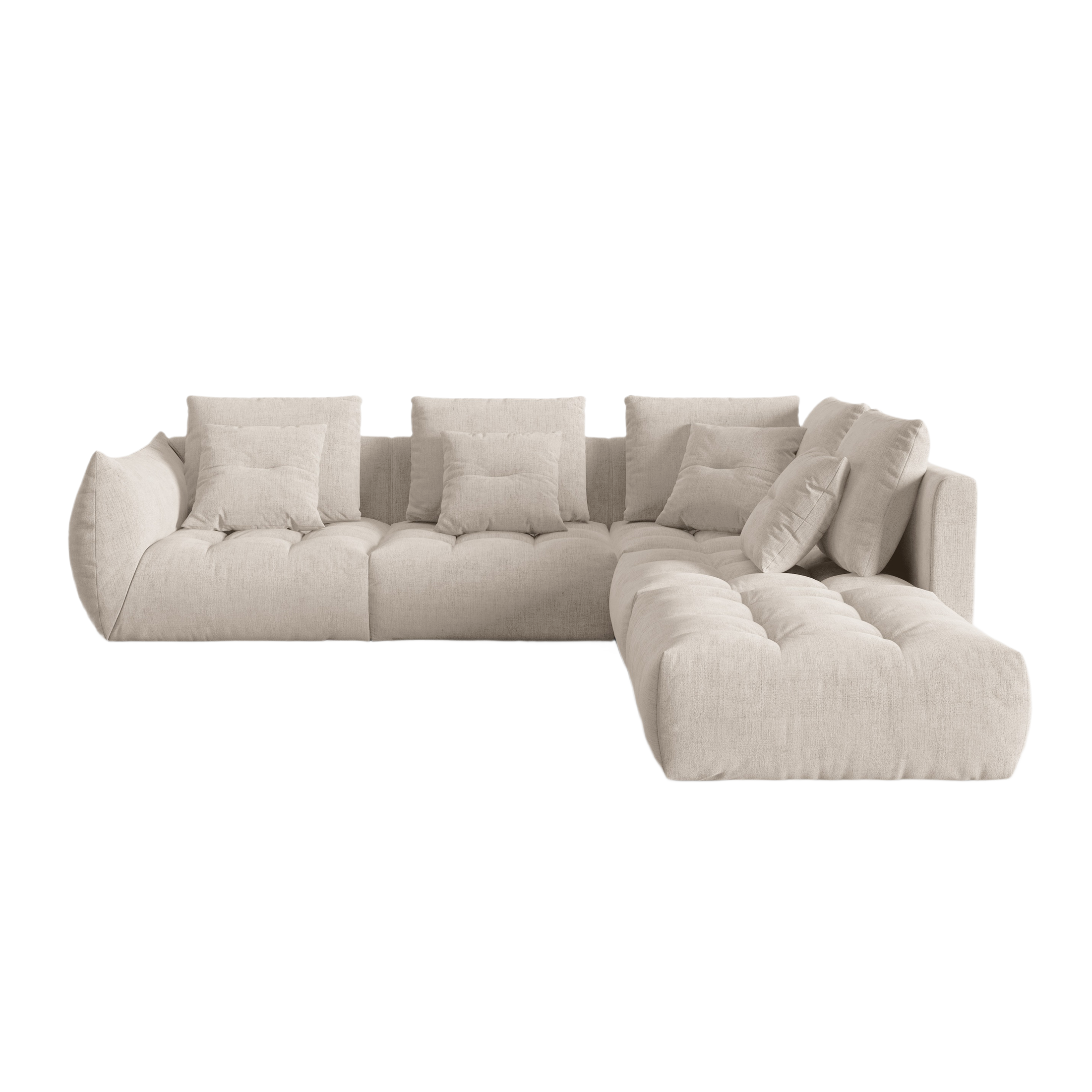 Modulares Ecksofa für 4 Personen rechtsseitig BLOOM dunkelbeige Chenille