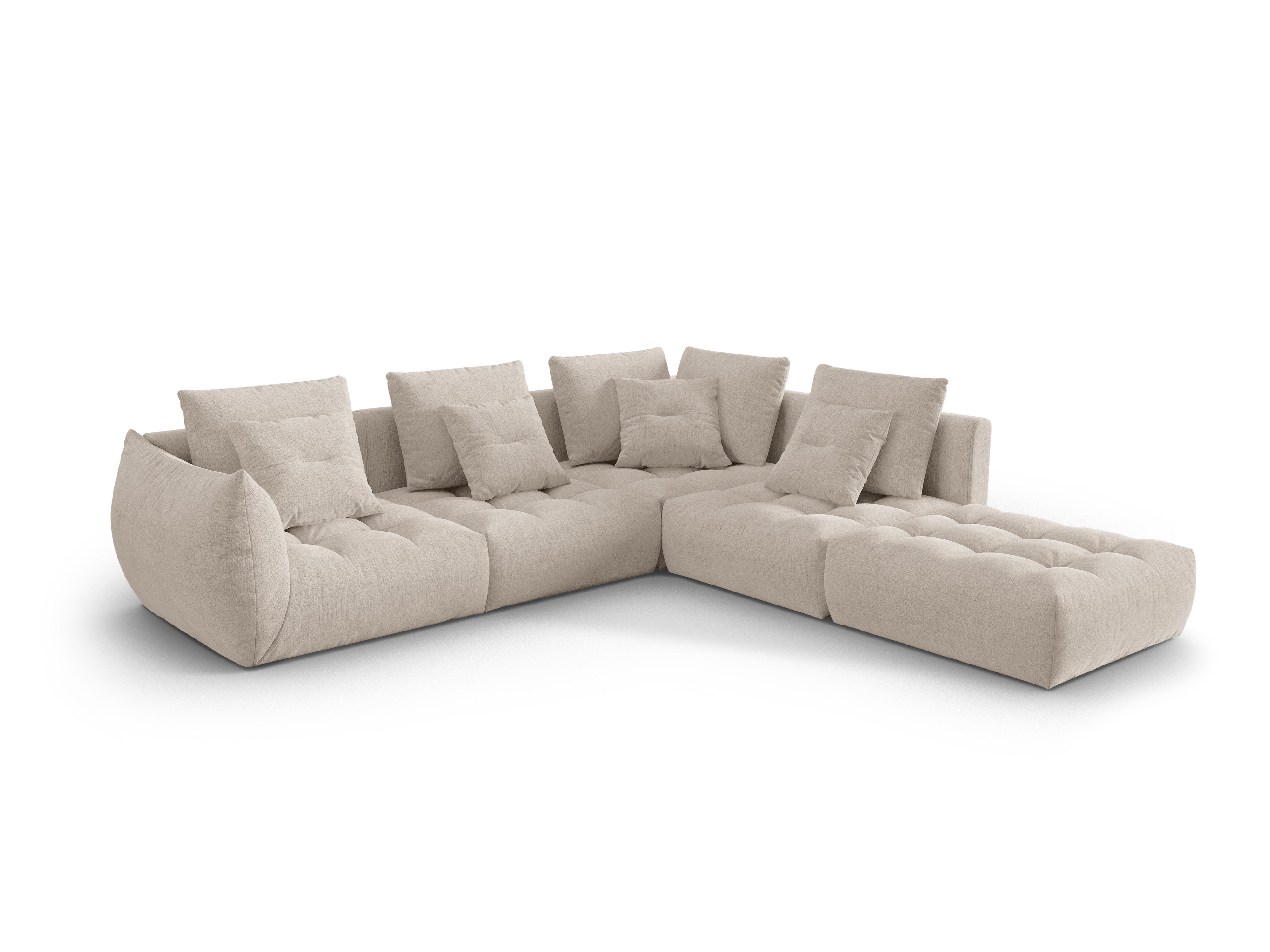 Modulares Ecksofa für 4 Personen rechtsseitig BLOOM dunkelbeige Chenille