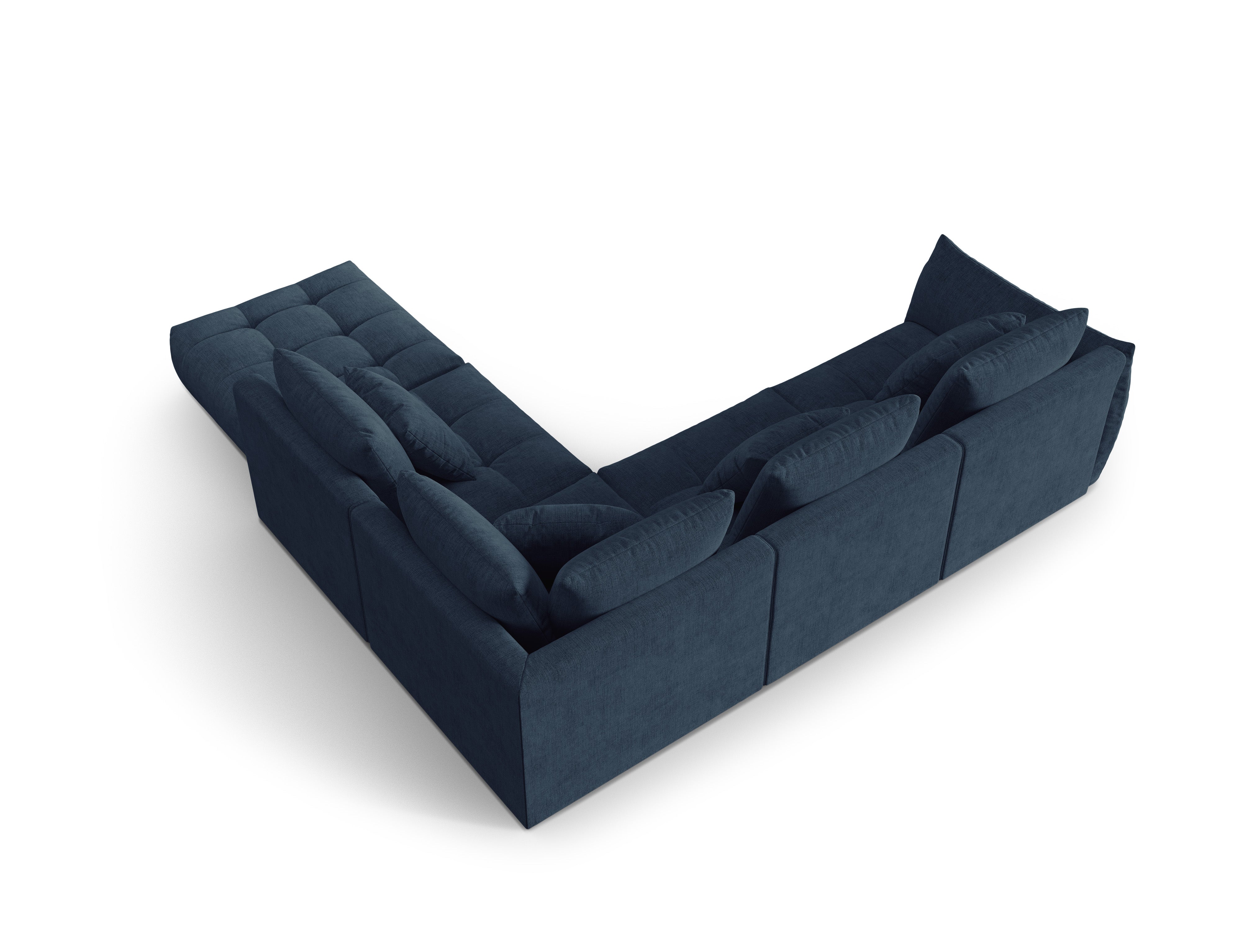Modular corner sofa for 4 people right-hand side BLOOM dark blue chenille