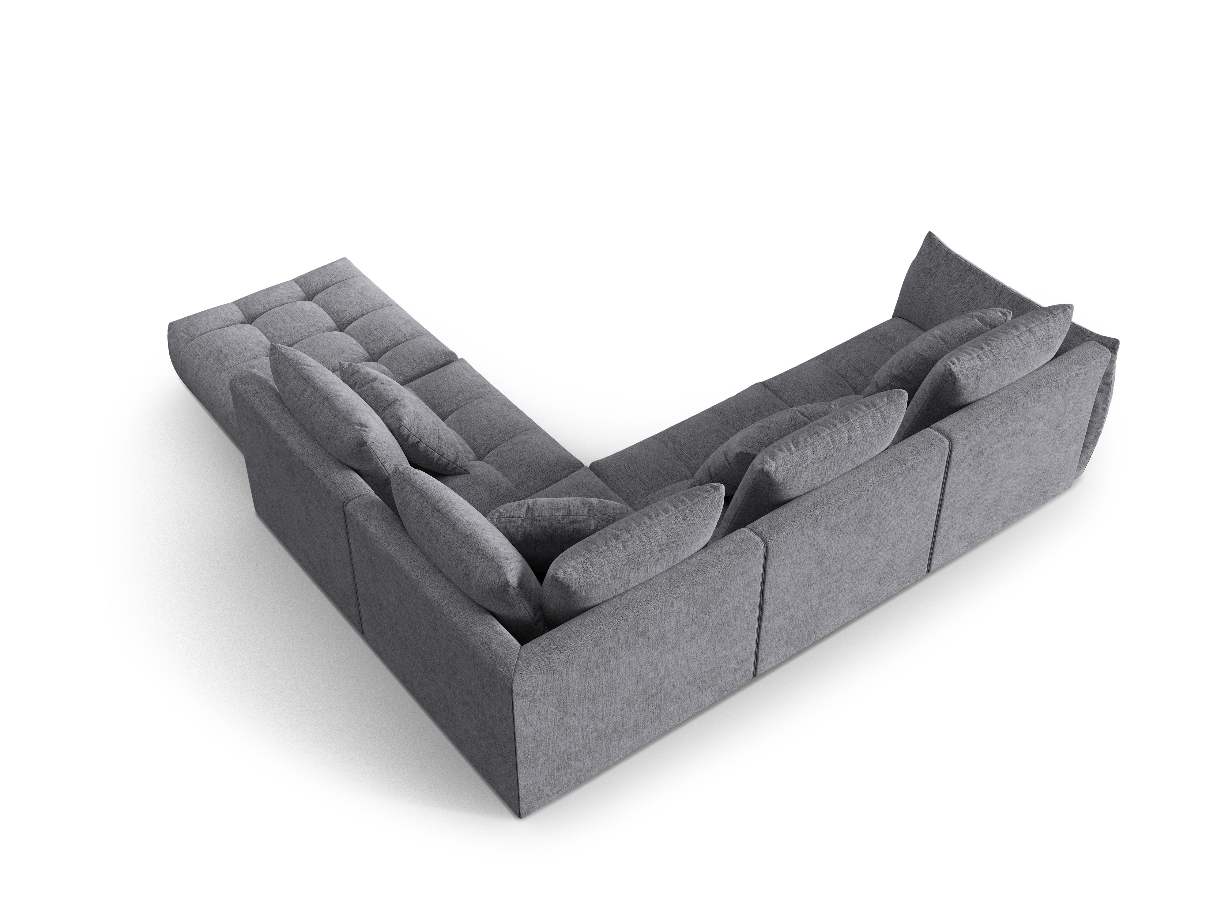 Modulares Ecksofa für 4 Personen rechtsseitig BLOOM graues Chenille