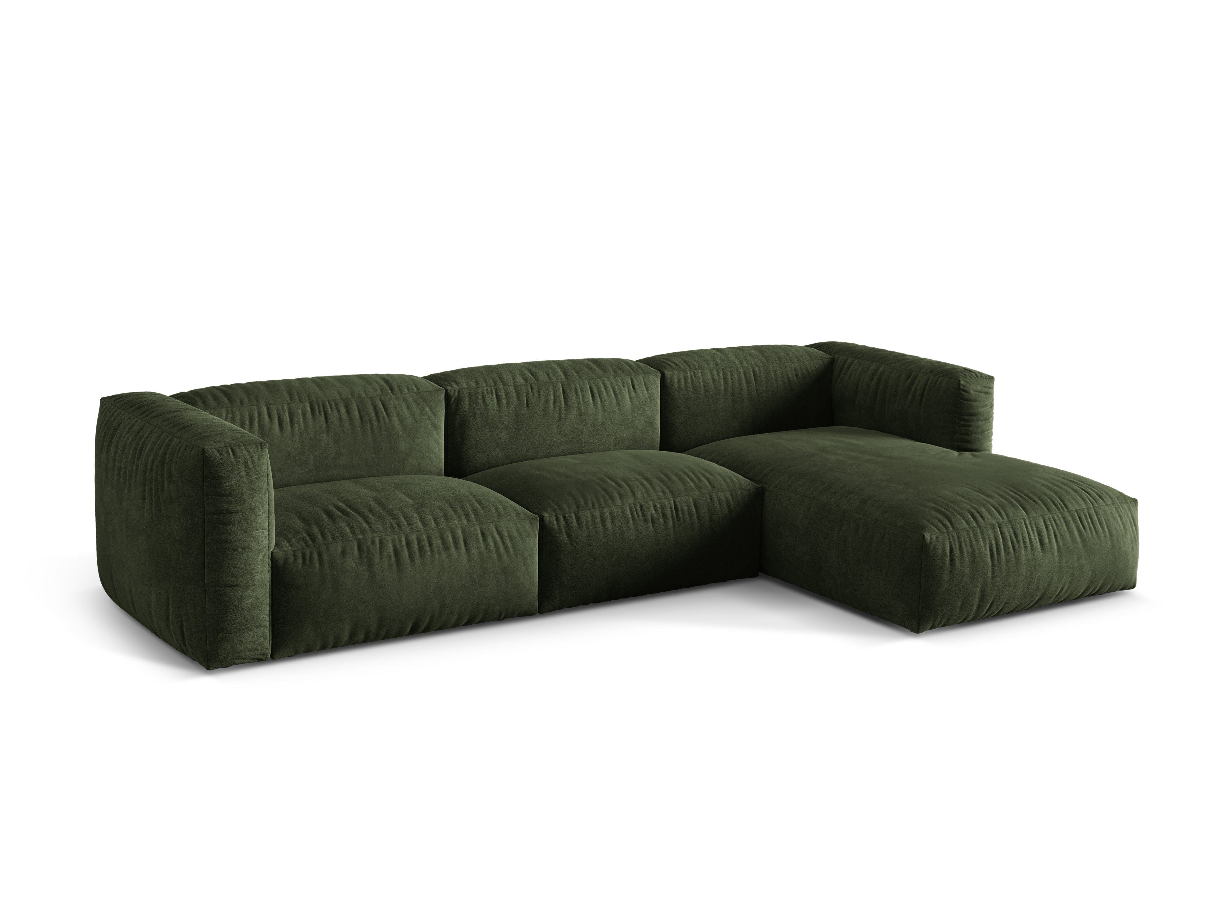 Right-handed Velvet 3-person corner Martina Zielony