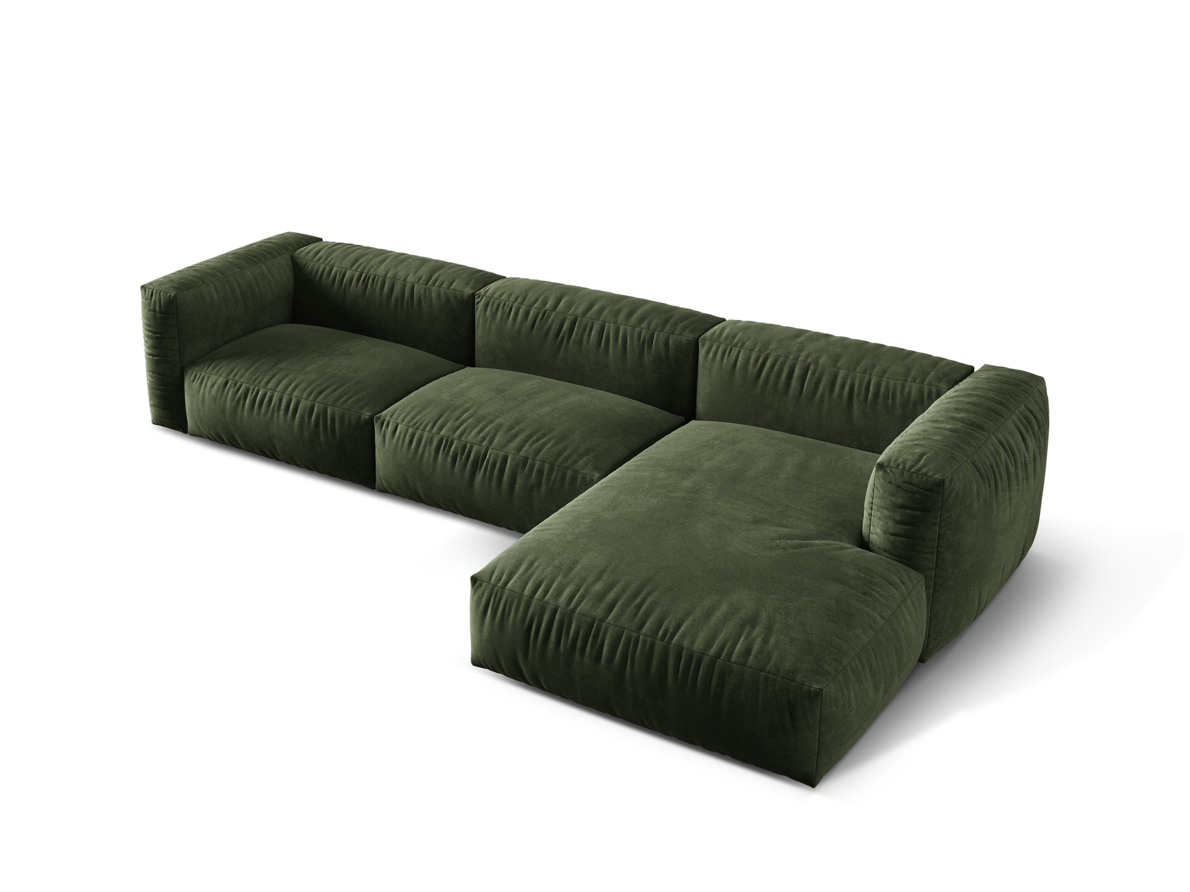 Right-handed Velvet 3-person corner Martina Zielony