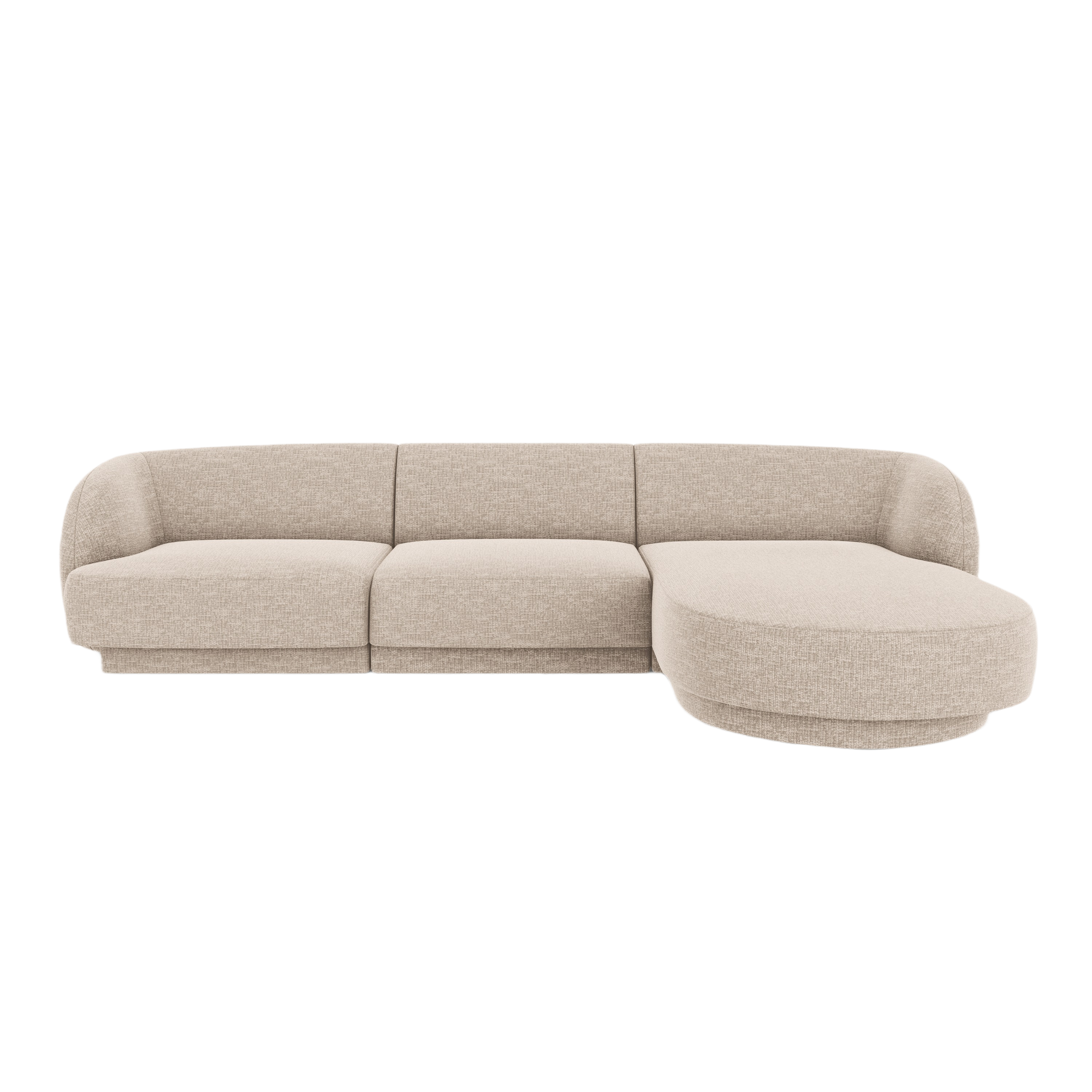 4-sitziger rechter Ecksofa MILEY beige schimmernder Chenille