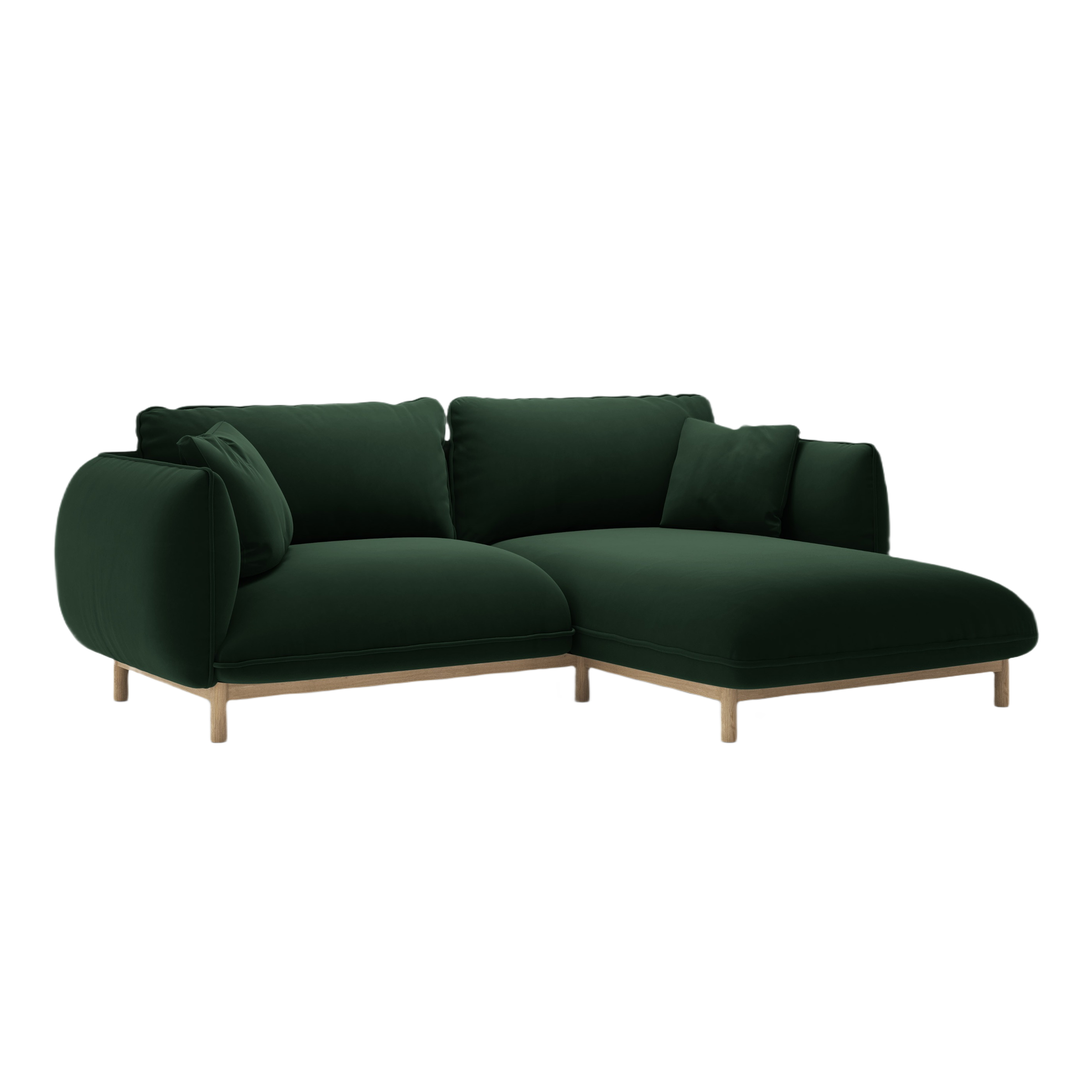 Samt-Ecksofa rechts ADA in Flaschengrün