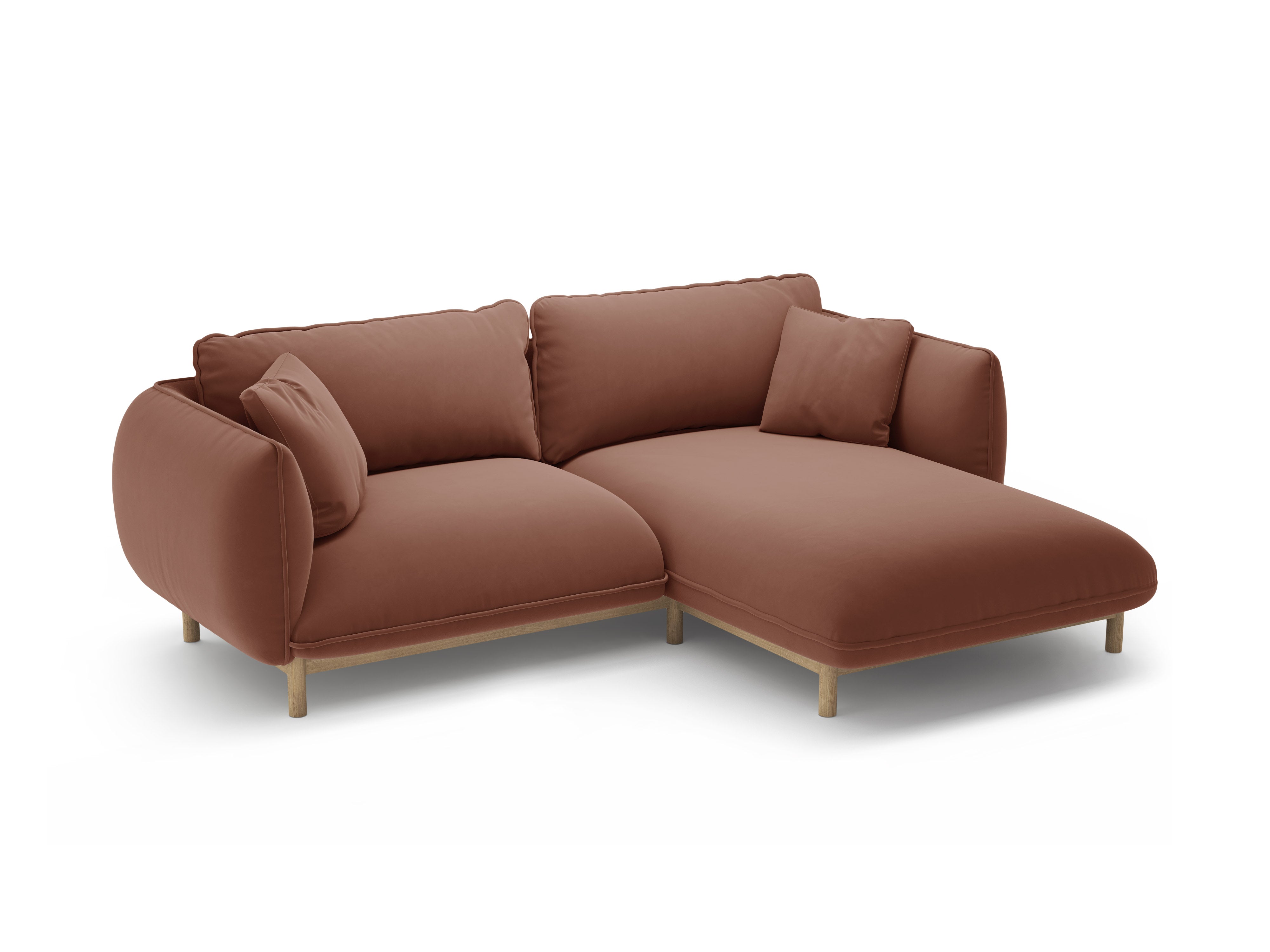 Right-facing velvet corner sofa ADA cuoio