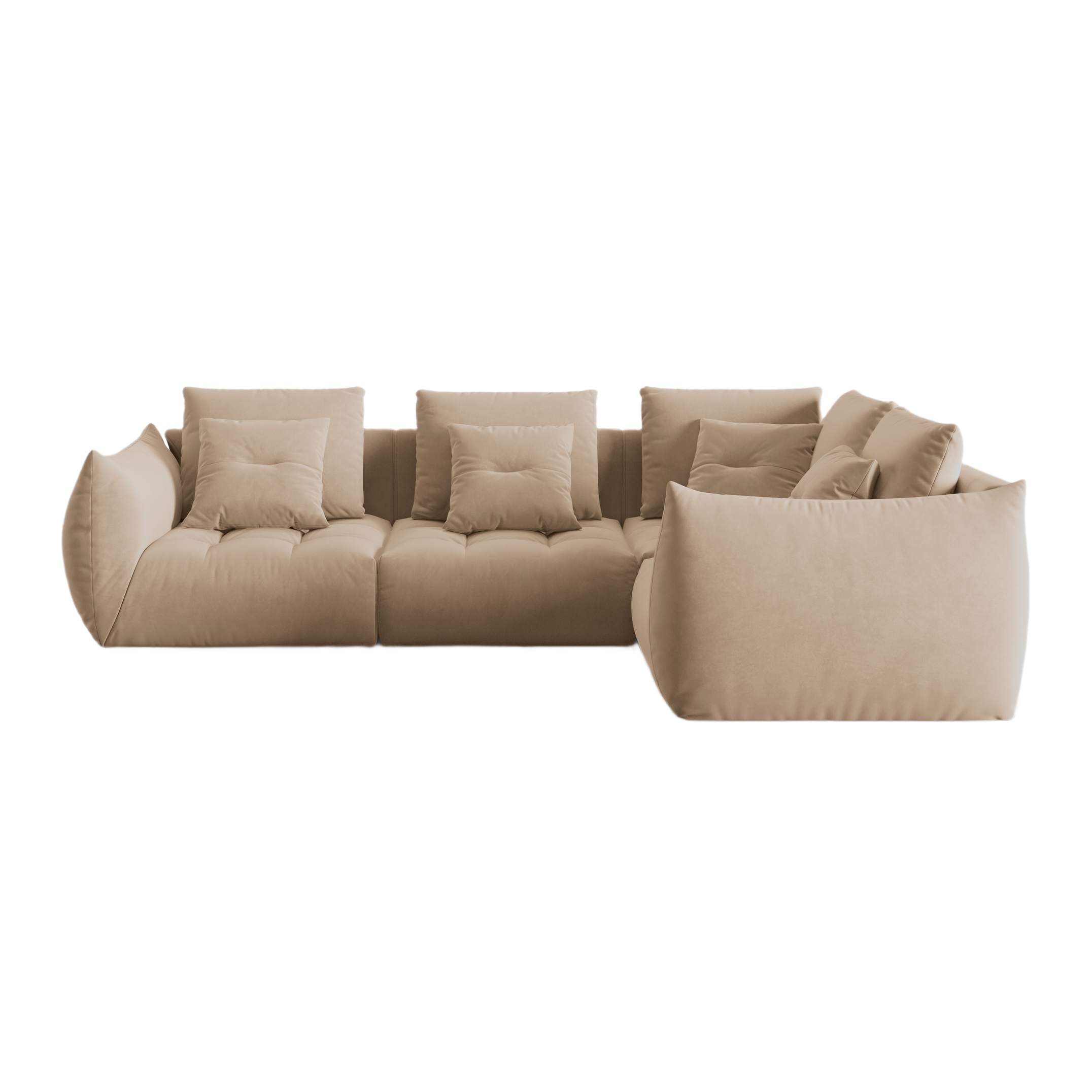 Samtmodularer 3-Sitzer Ecksofa rechts BLOOM sandfarben