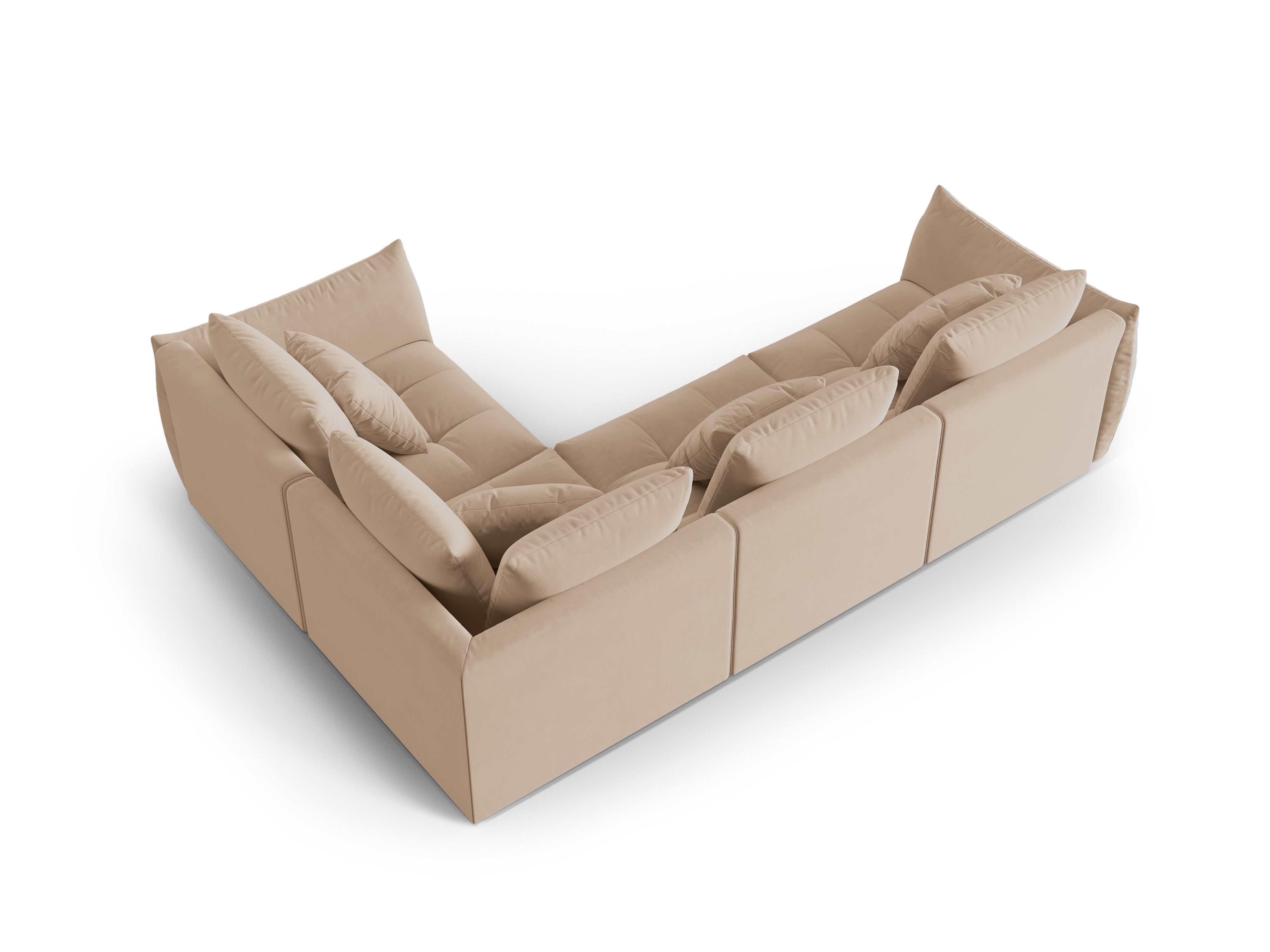 Samtmodularer 3-Sitzer Ecksofa rechts BLOOM sandfarben