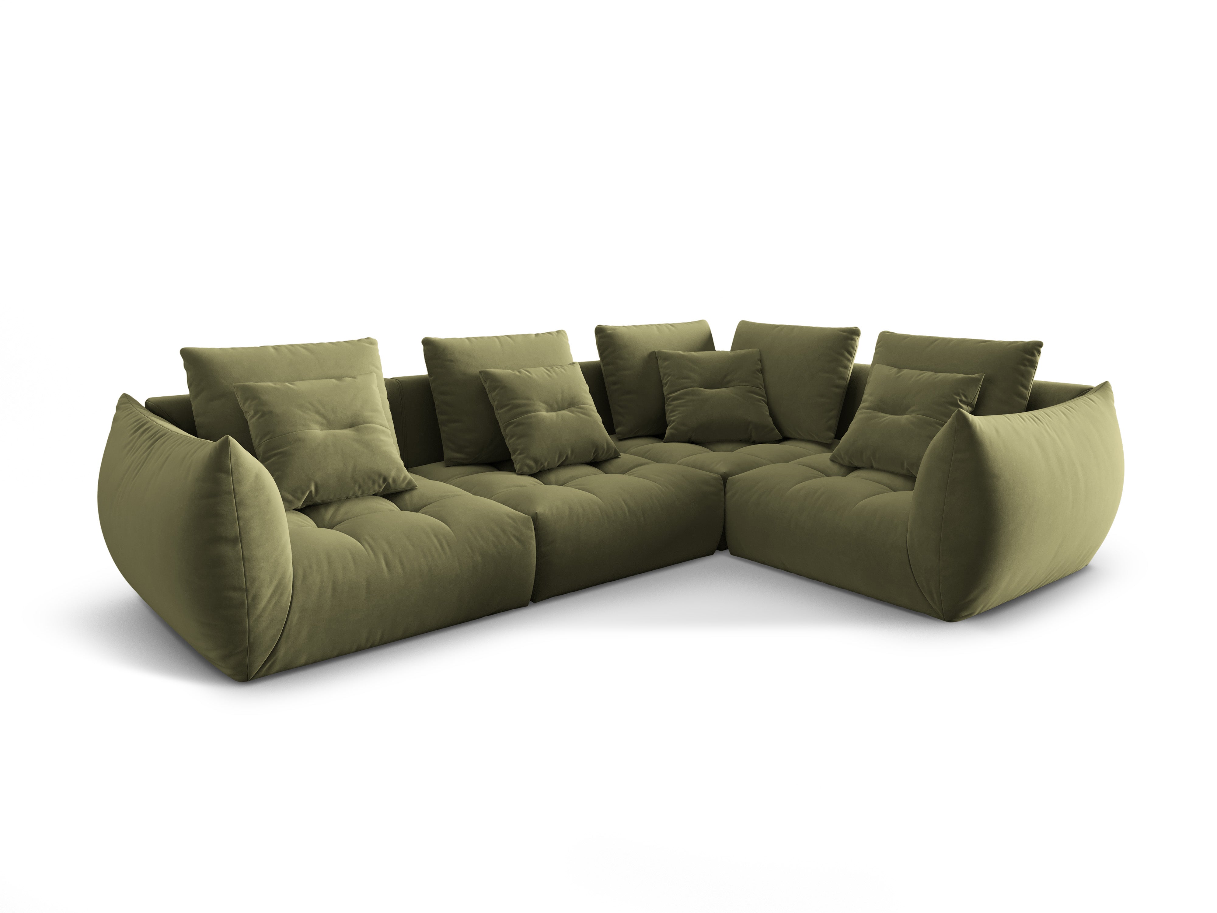 Modulares, samtweiches 3-Sitzer-Sofa rechtsseitig BLOOM grün