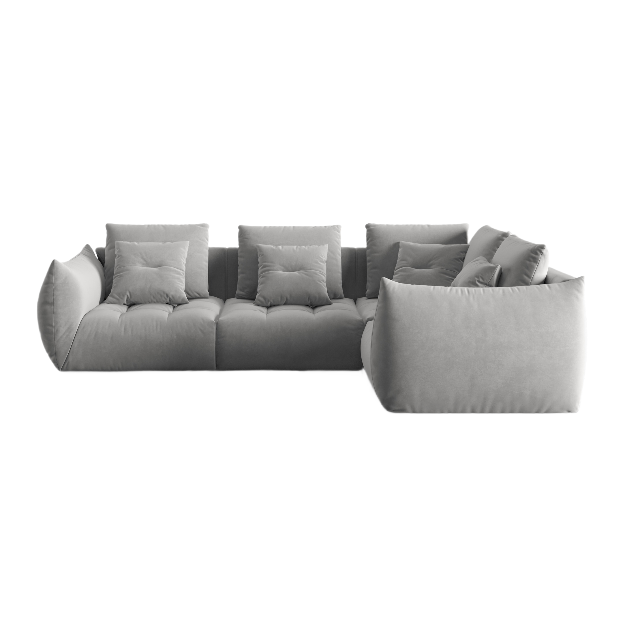 Modularer Samt-Ecksofa für 3 Personen rechtsseitig BLOOM grau