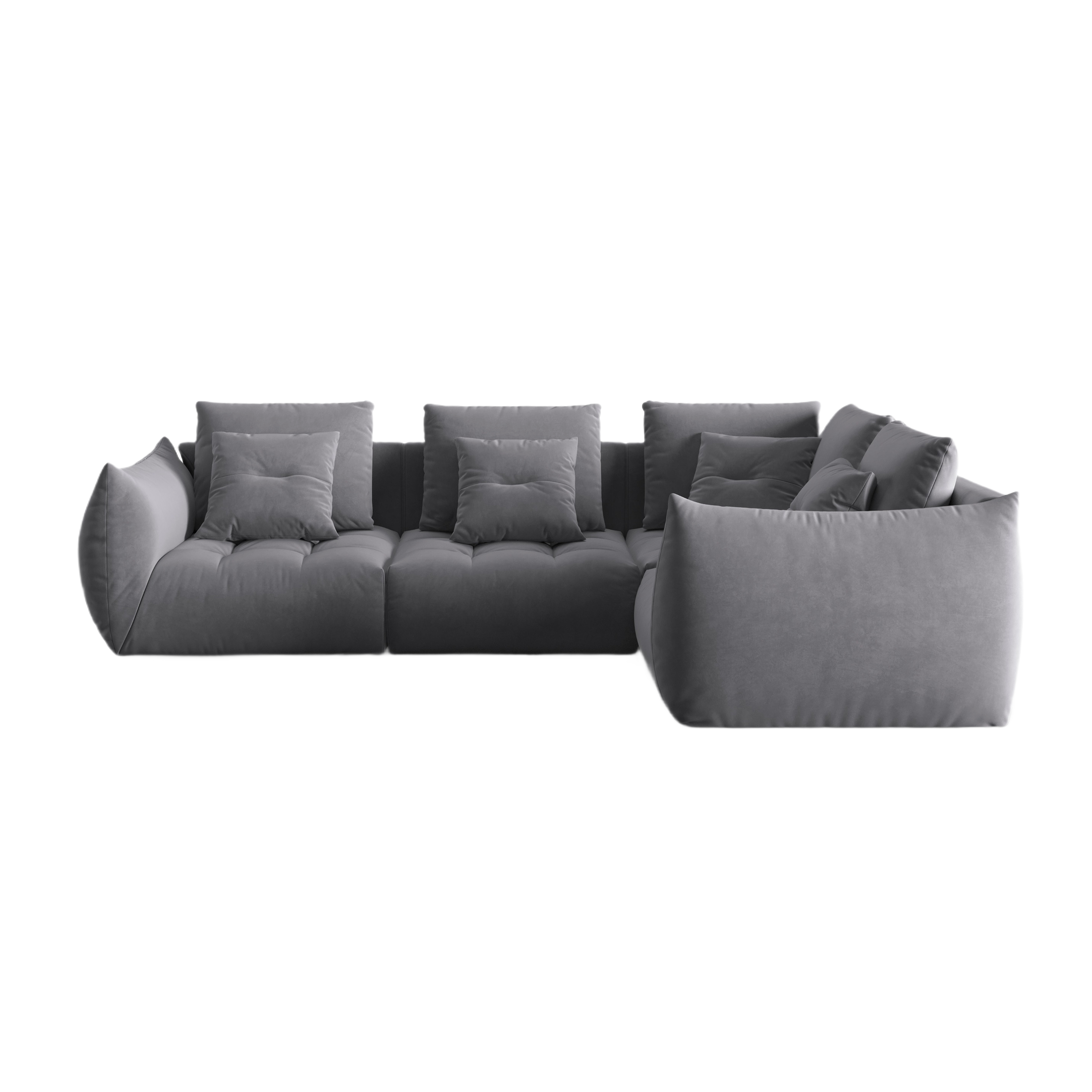 Modularer Samt-Ecksofa für 3 Personen rechtsseitig BLOOM dunkelgrau