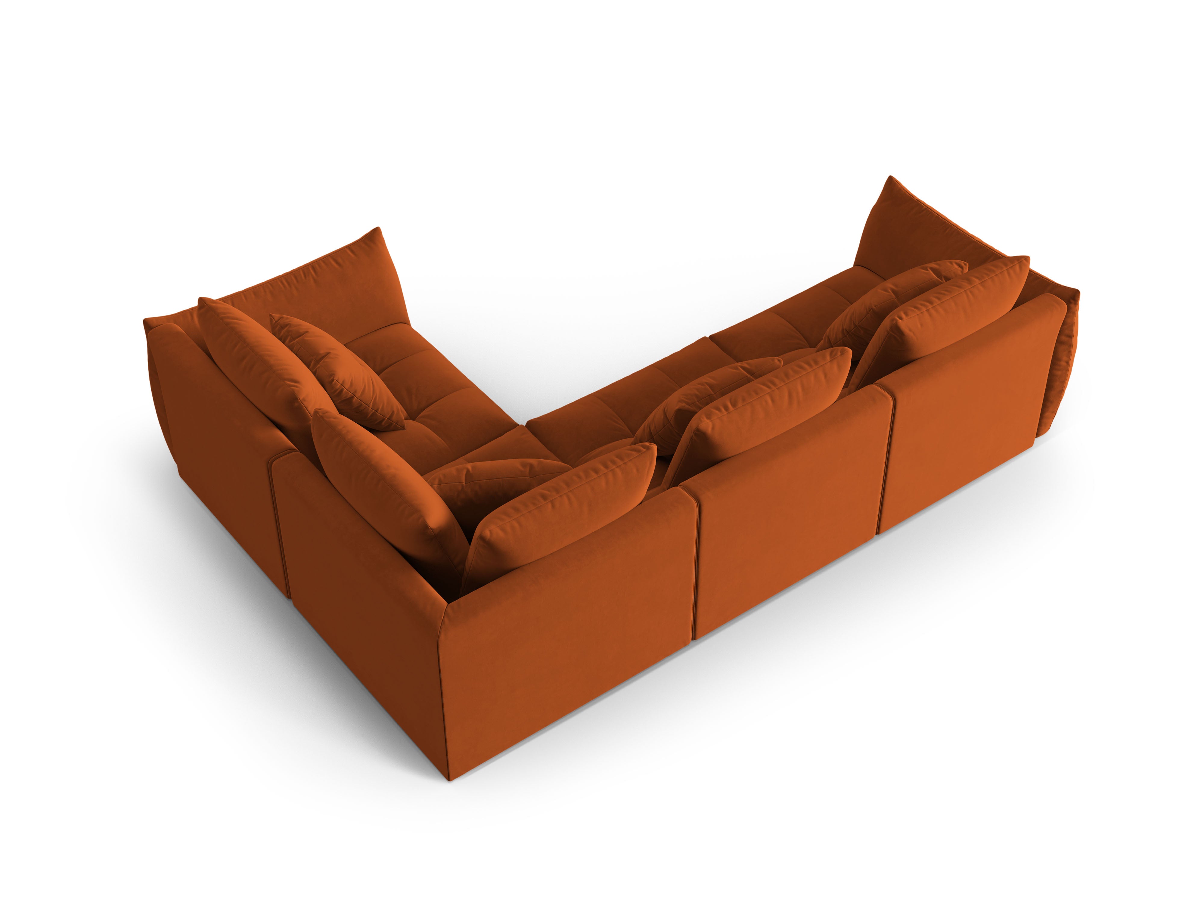 Modular Velvet Corner Sofa for 3 People Right Side BLOOM Terracotta
