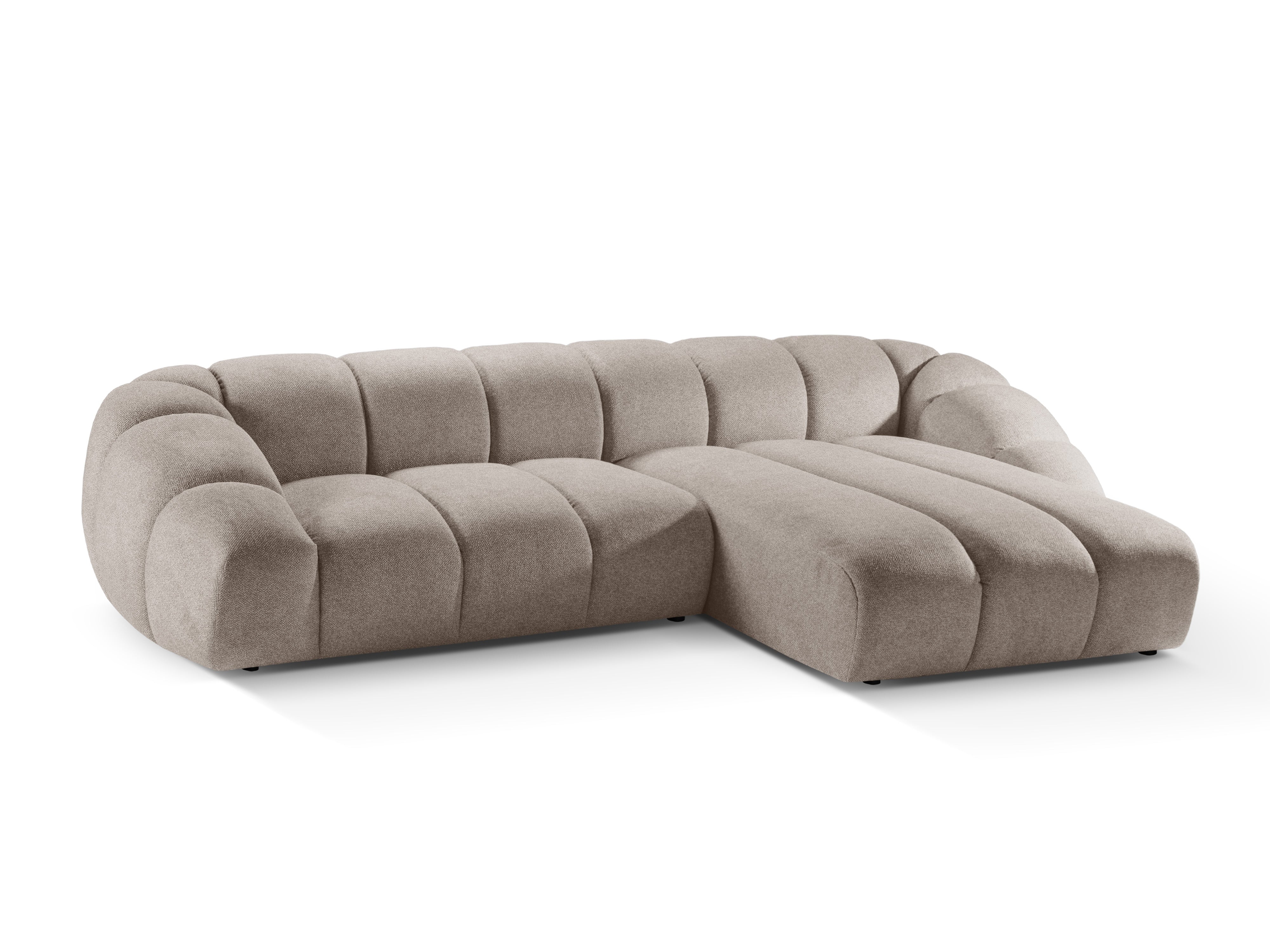 Right-facing 4-seater corner sofa DIANA dark beige chenille