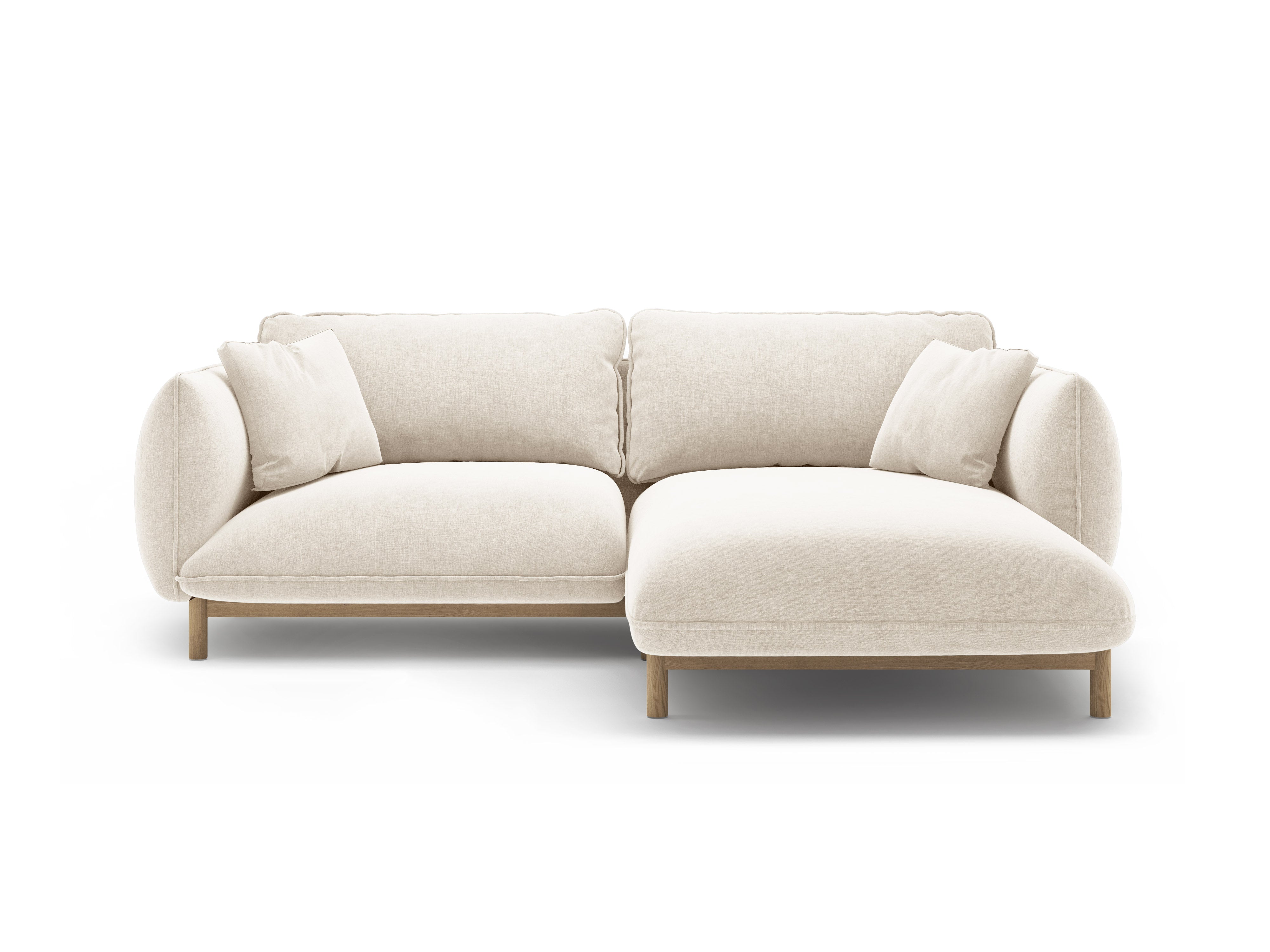 Right-hand corner sofa ADA ivory chenille
