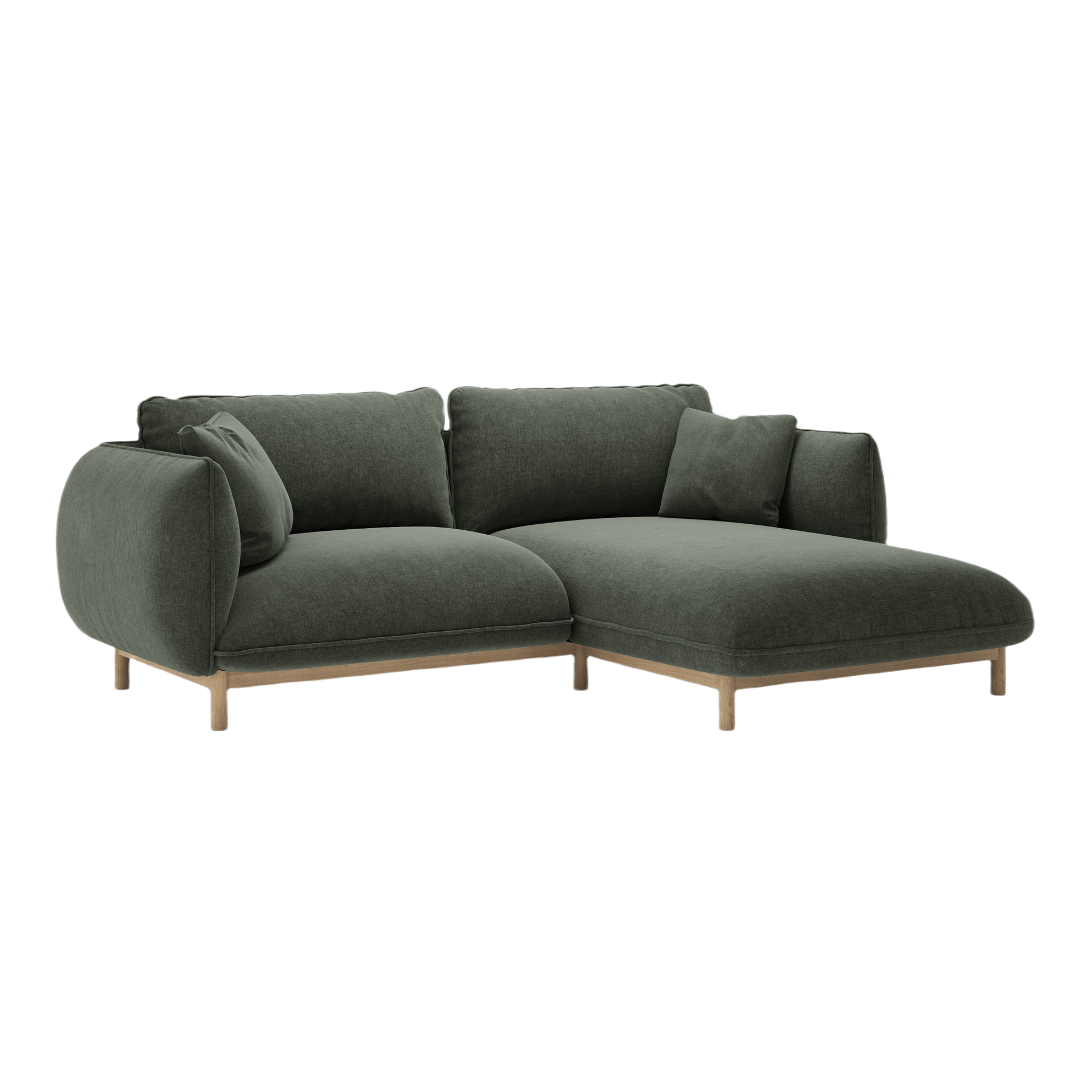 Right-sided corner sofa ADA green chenille
