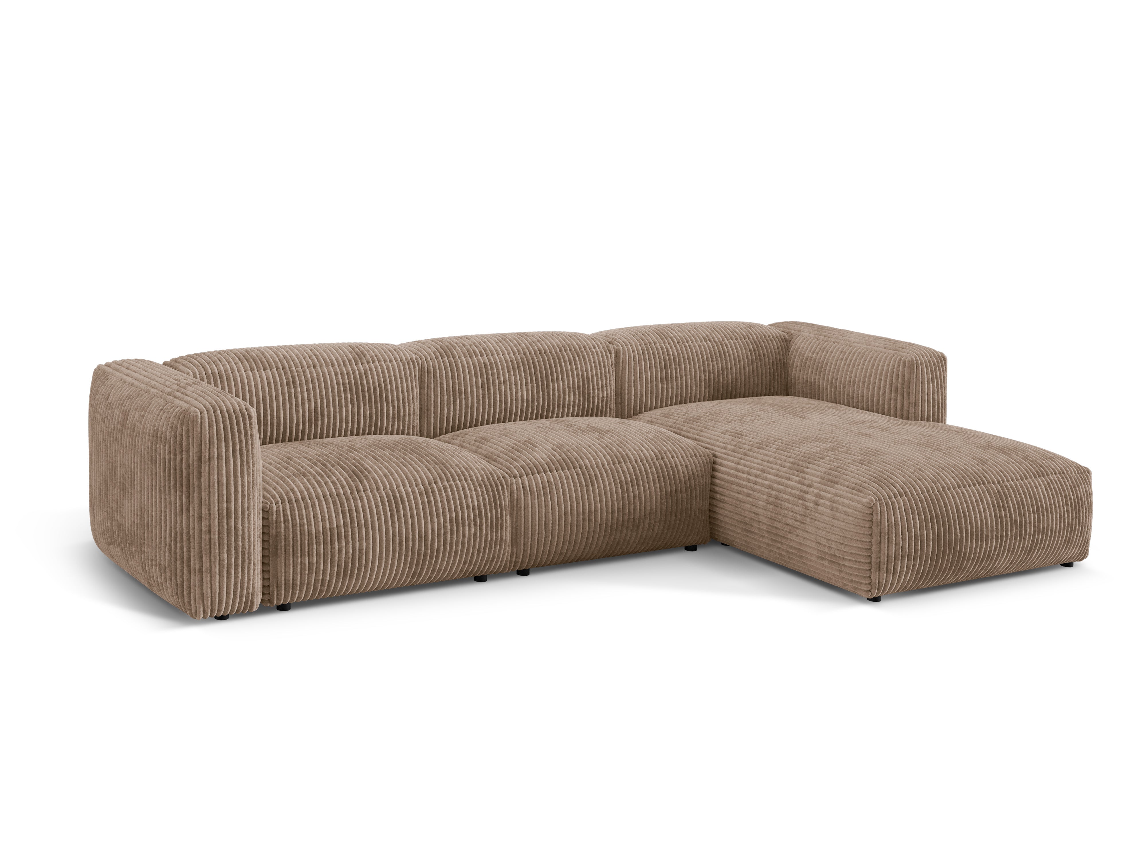 Narożnik prawostronny 3-osobowy MARTINA ciemnobeżowy sztruks – Micadoni