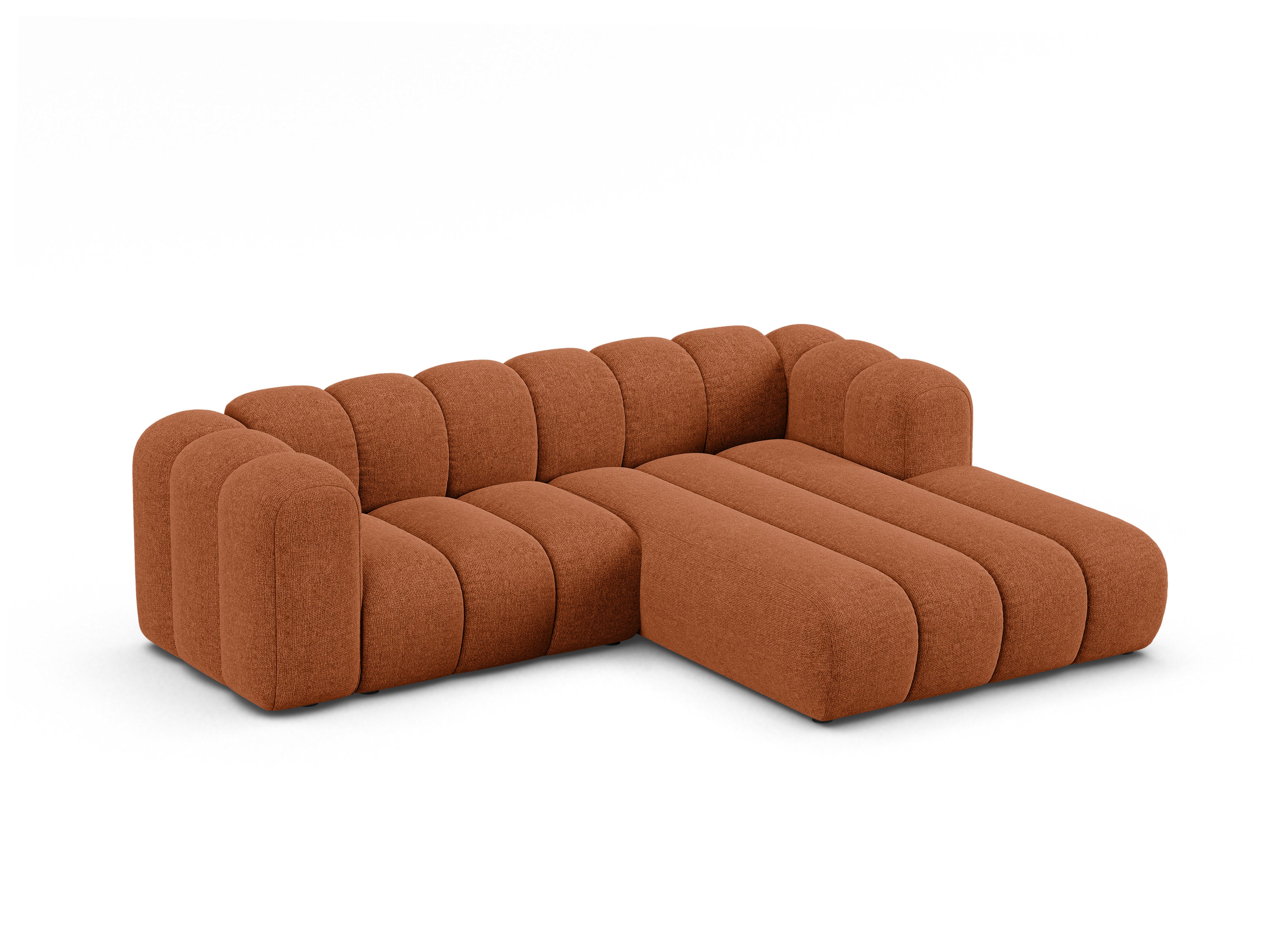 3-sitziger rechter Ecksofa LUPINE ziegelrot Chenille