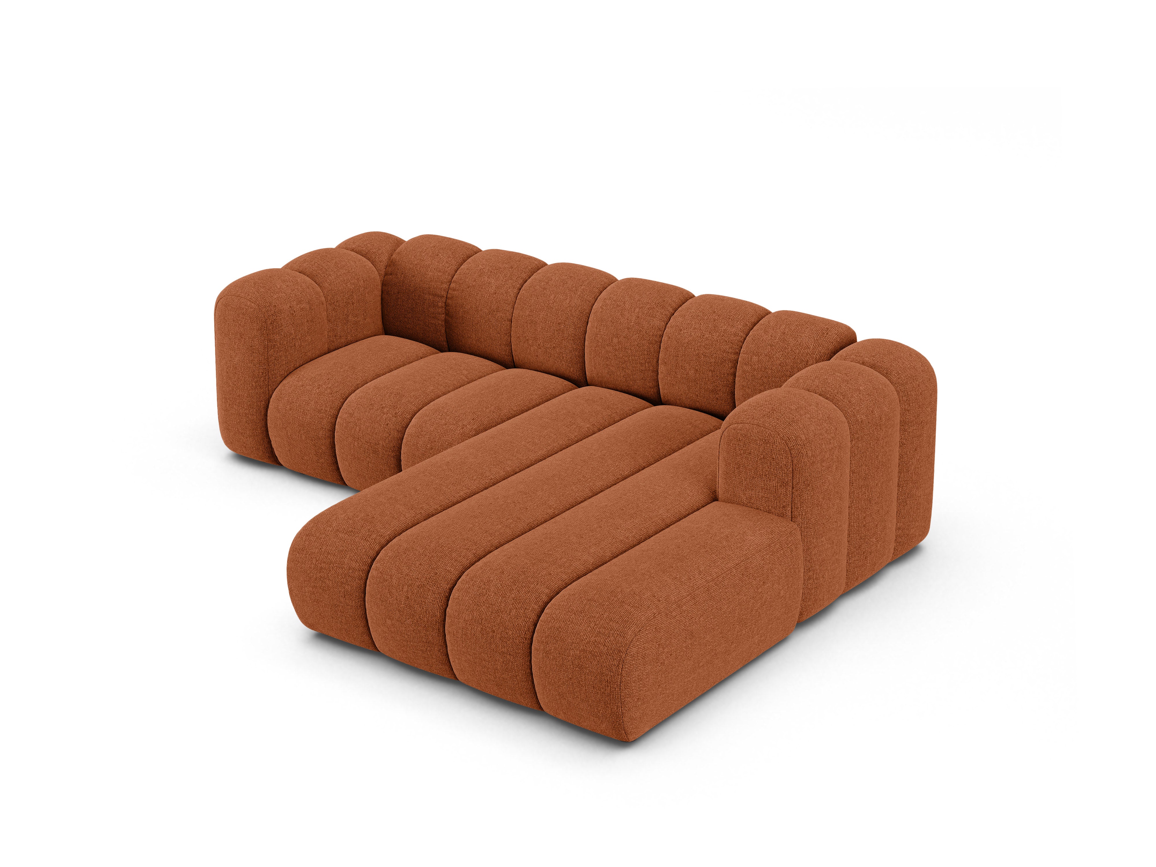 3-sitziger rechter Ecksofa LUPINE ziegelrot Chenille