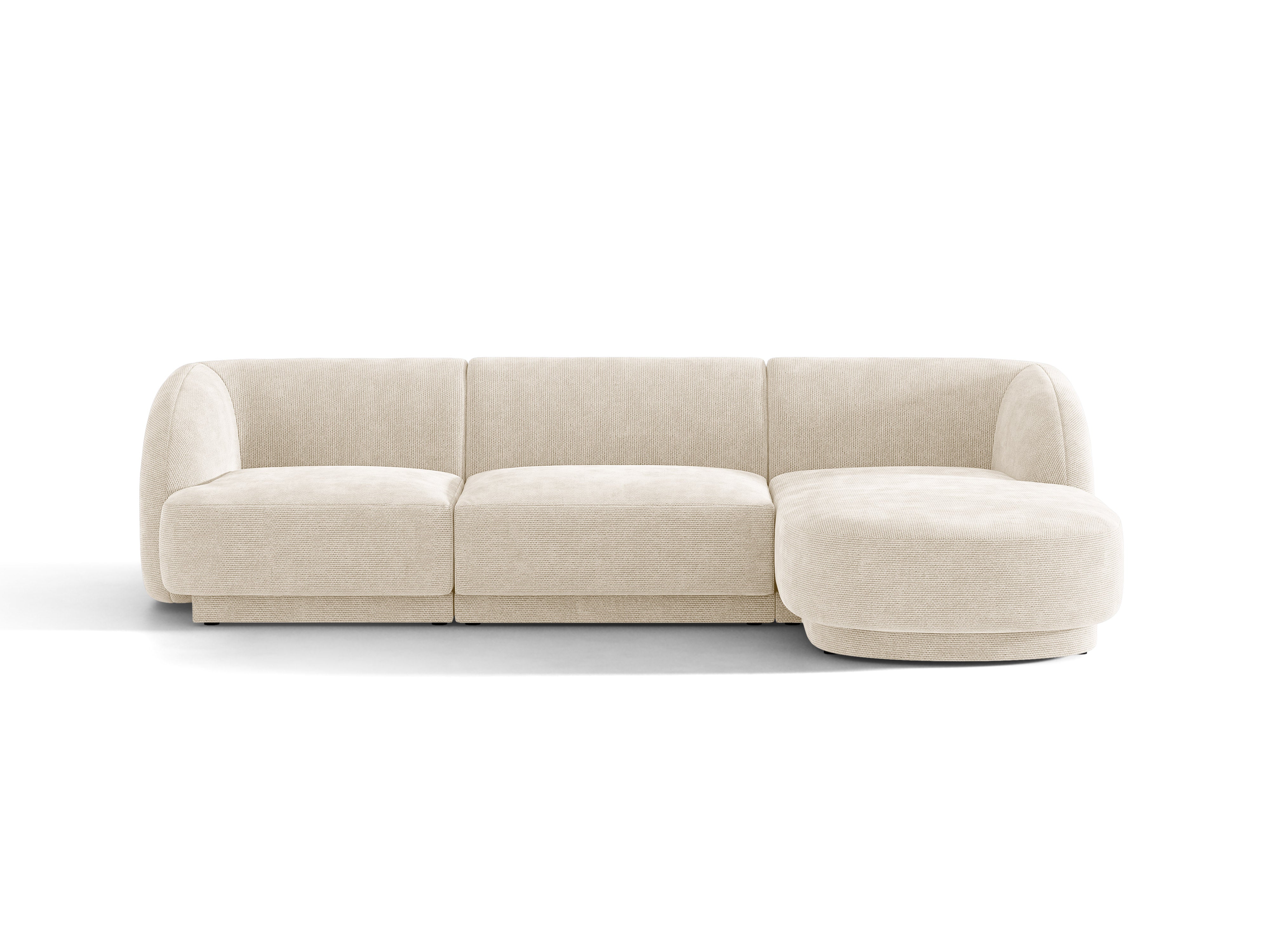 4-sitziges rechteckiges Ecksofa MILEY Elfenbein Chenille