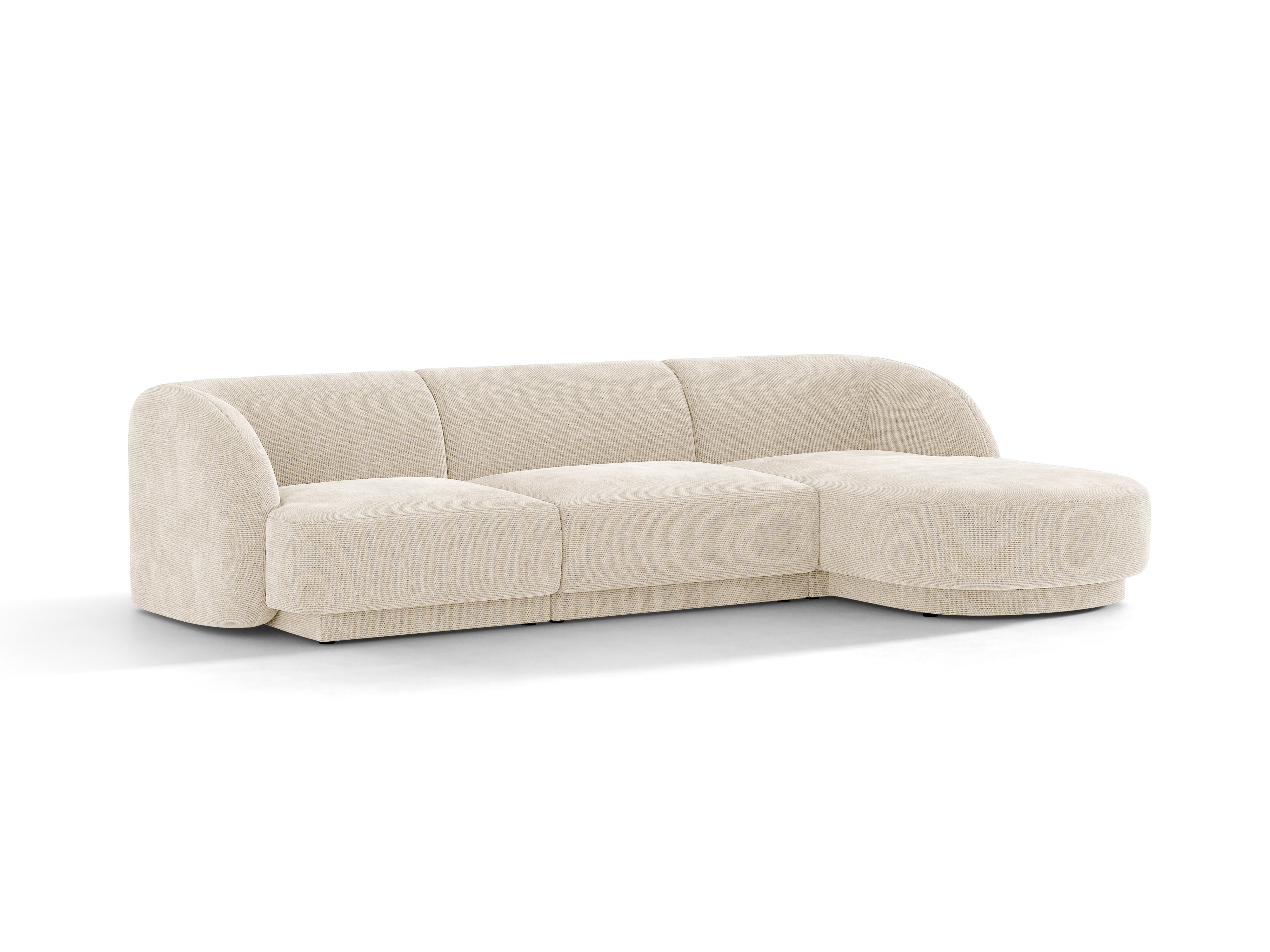 4-sitziges rechteckiges Ecksofa MILEY Elfenbein Chenille