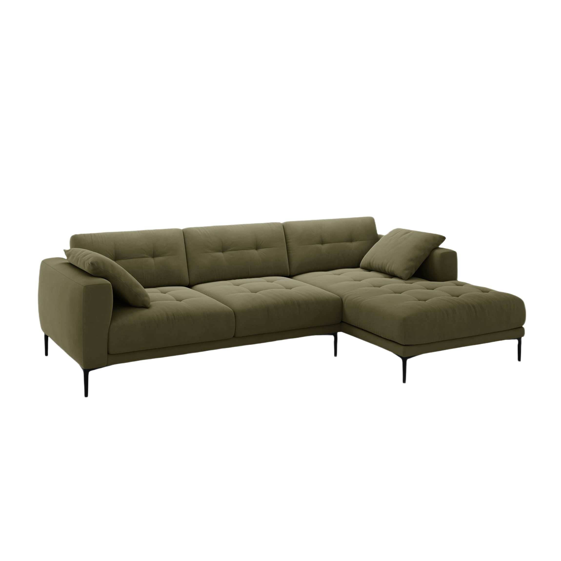 Samt-Ecksofa rechts BEMY grün