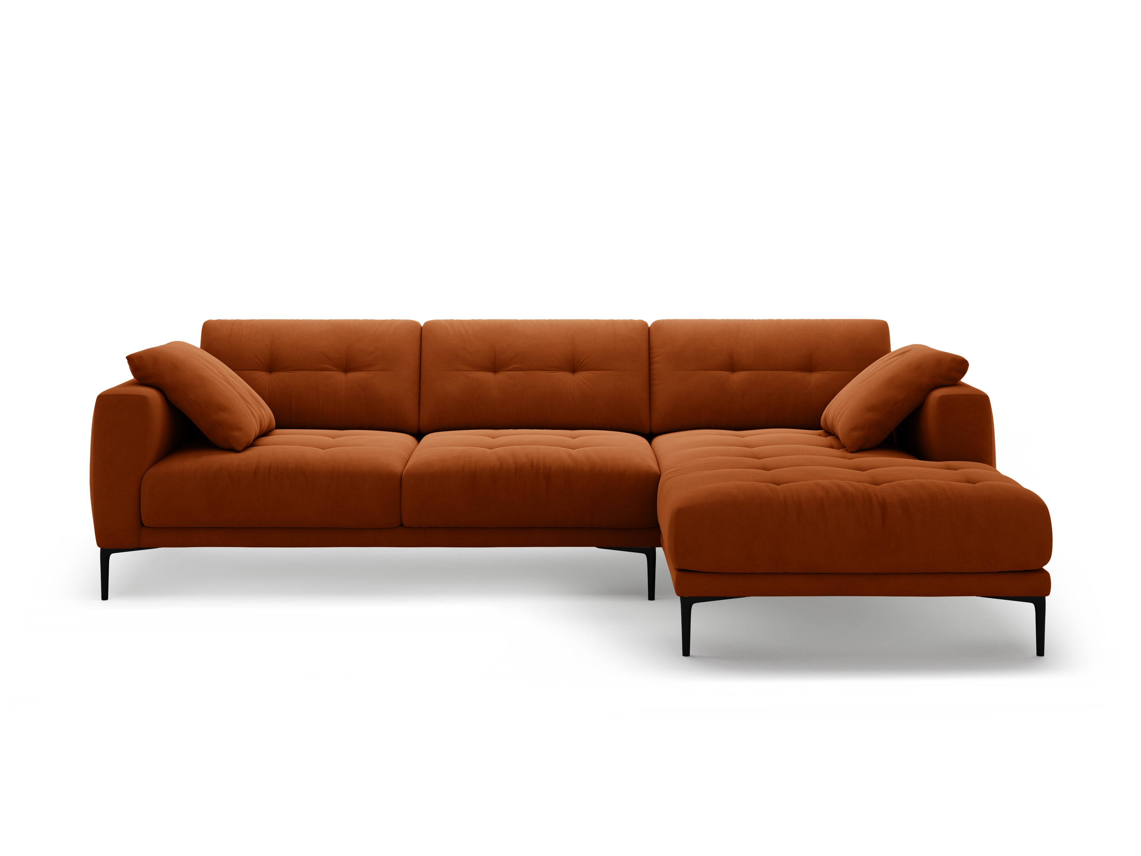 Narożnik aksamitny prawostronny BEMY terracotta – sofa narożna