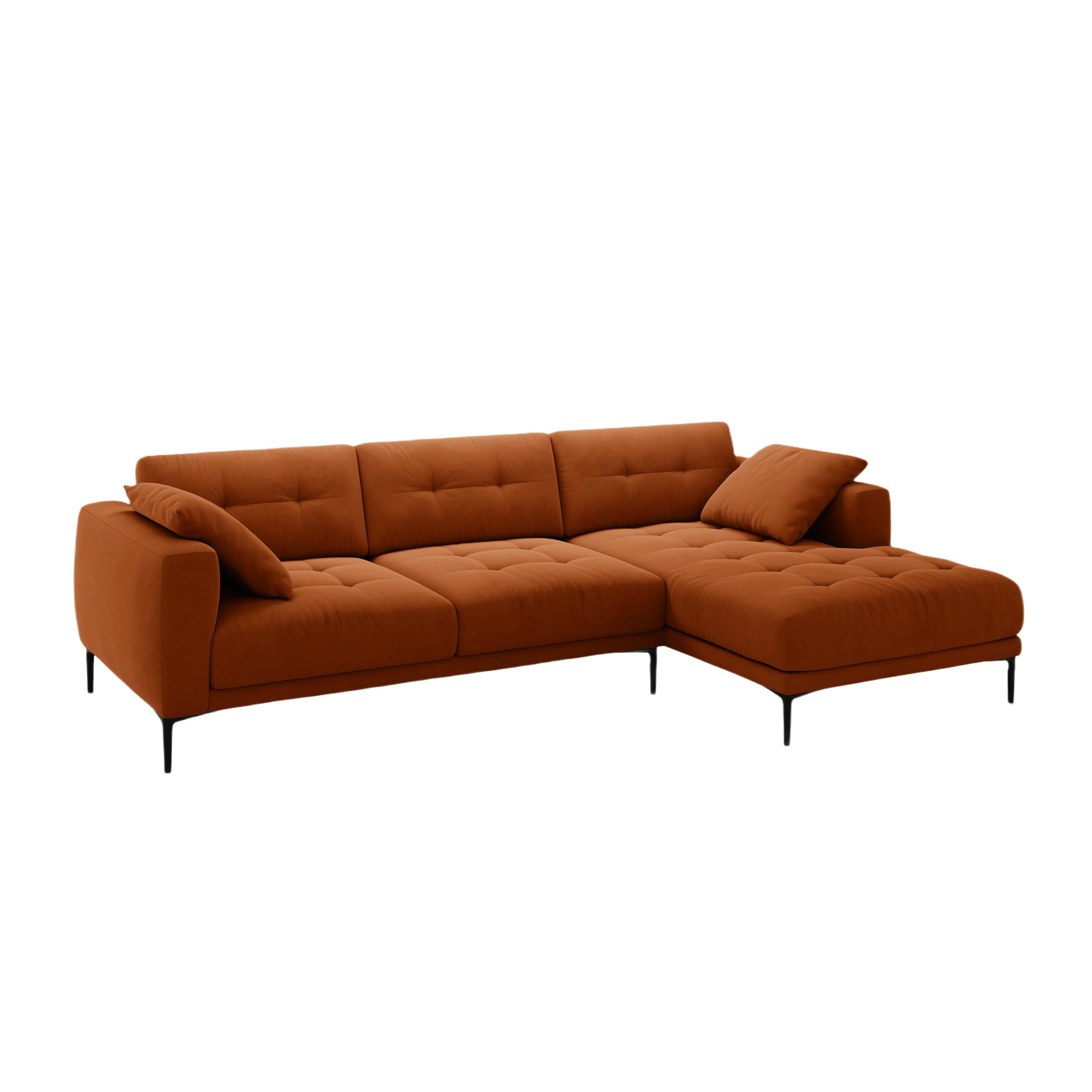 Narożnik aksamitny prawostronny BEMY terracotta – Micadoni