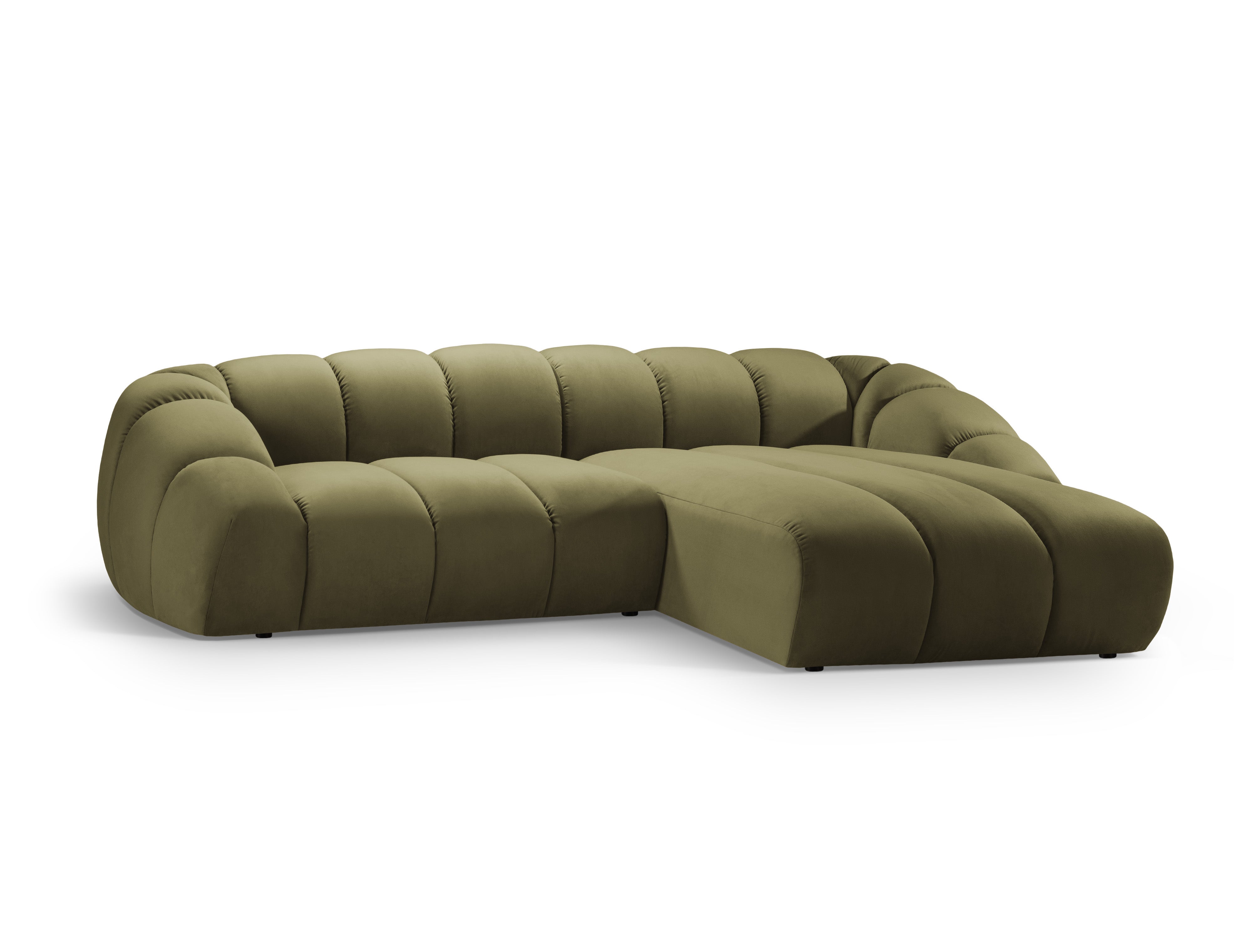 Velvet corner sofa for 4 people right-facing DIANA green