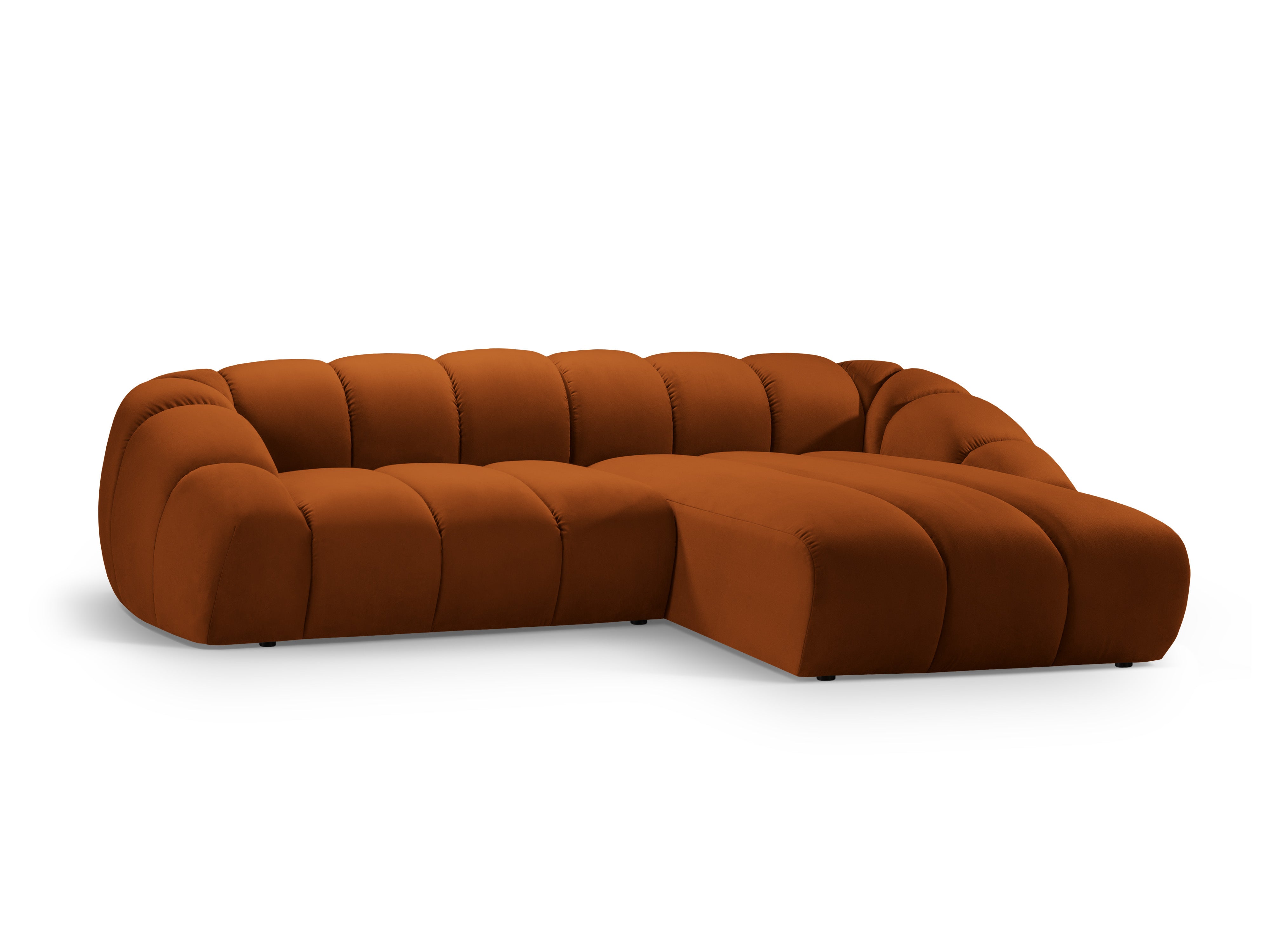 Velvet corner sofa for 4 people right-sided DIANA terracotta