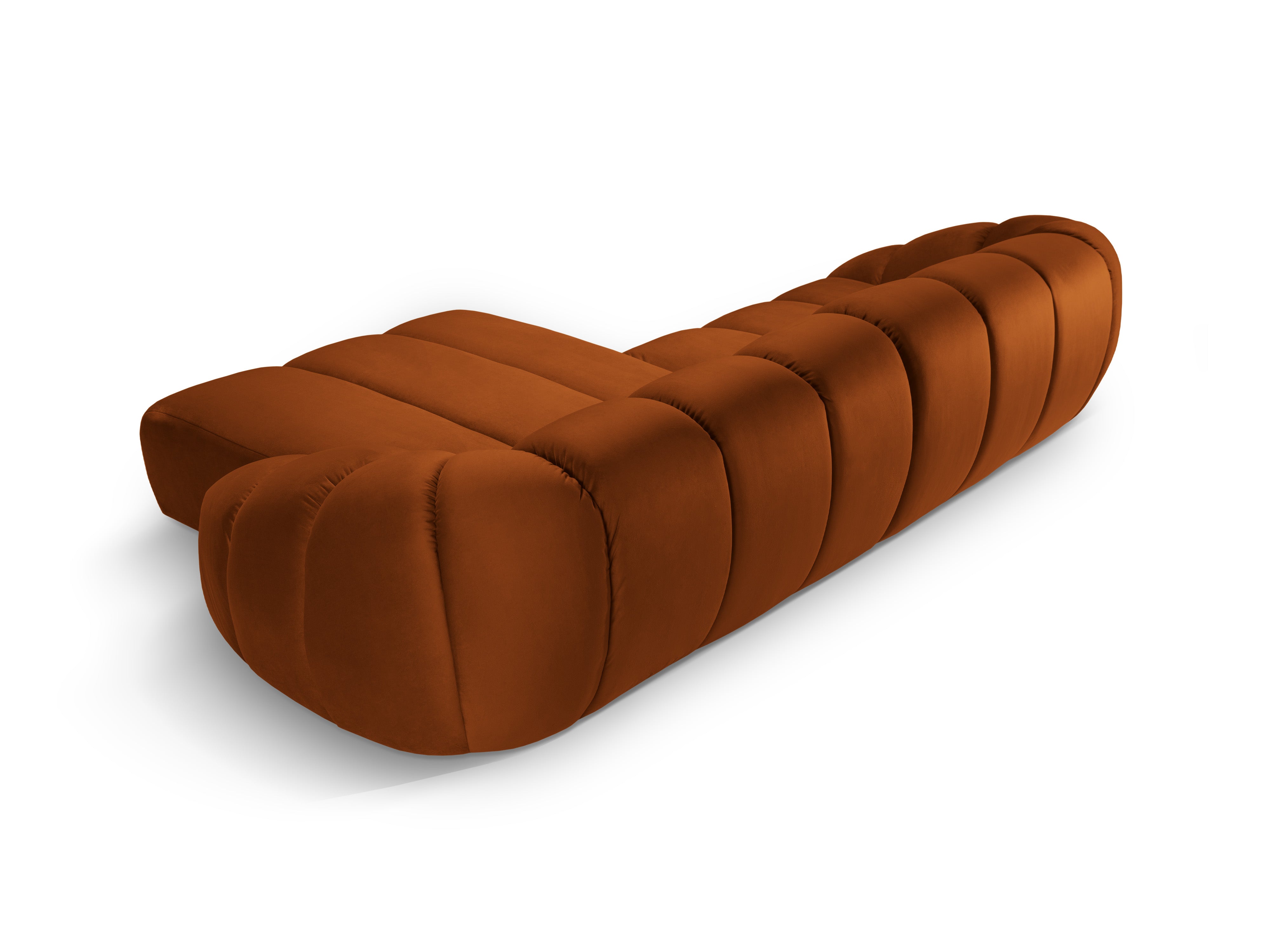 Velvet corner sofa for 4 people right-sided DIANA terracotta