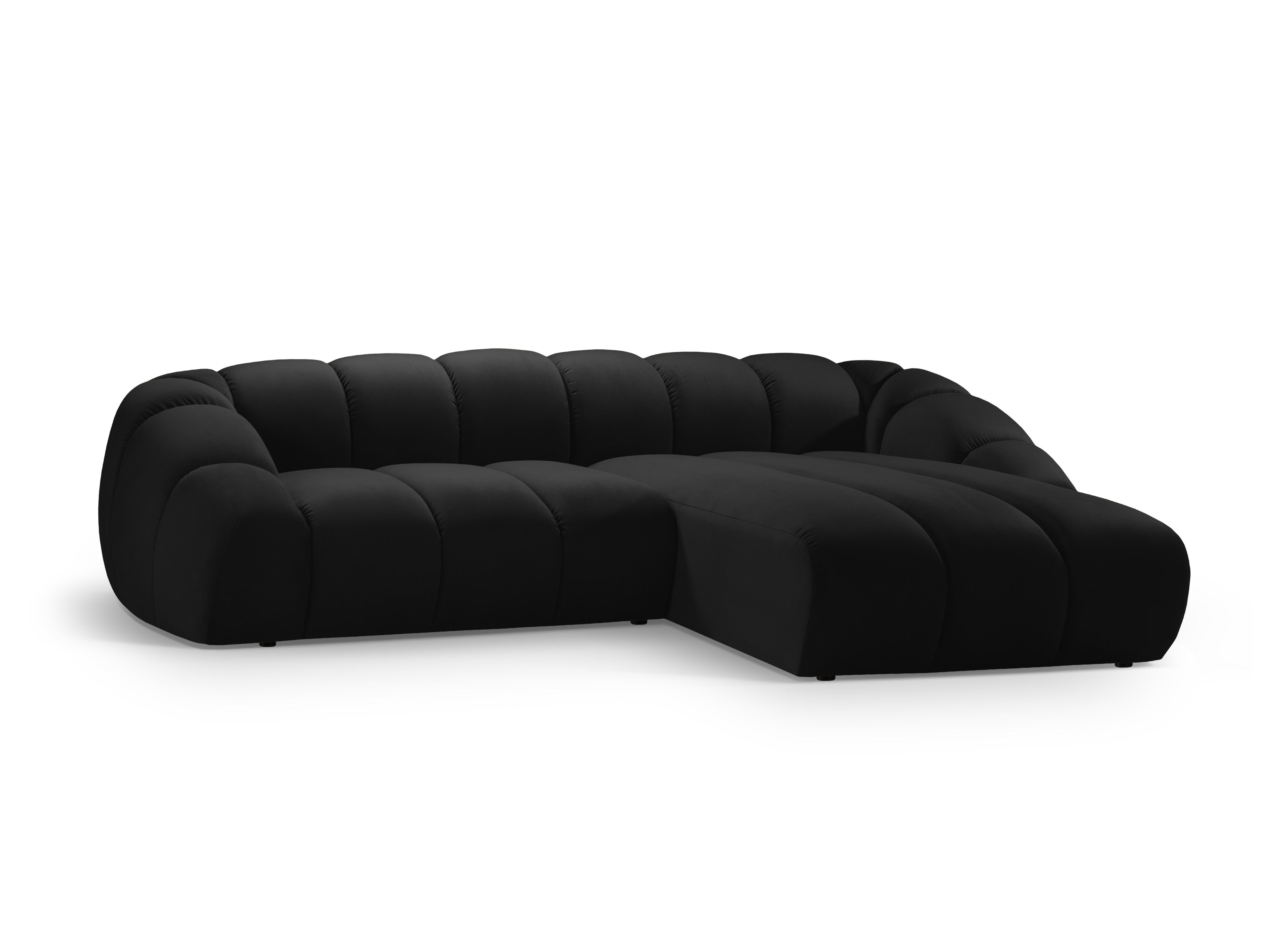 Velvet corner sofa for 4 people right-sided DIANA black