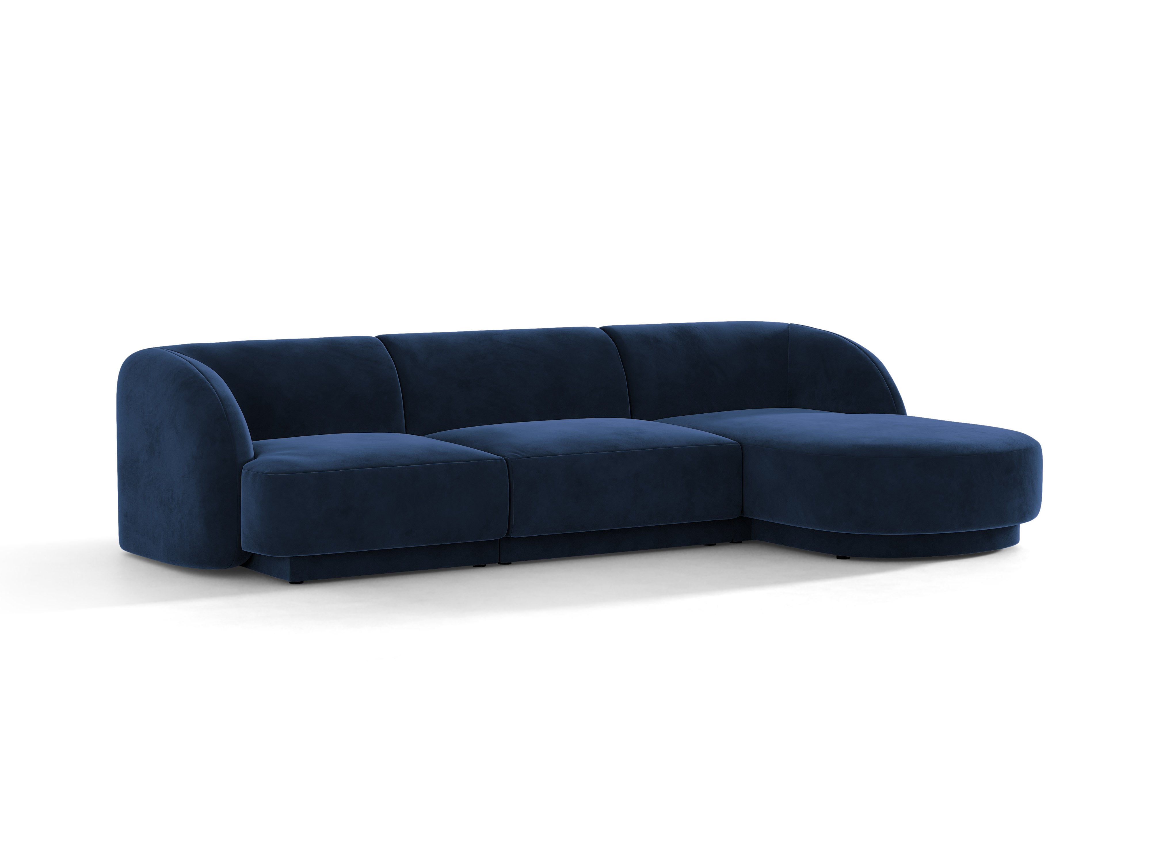 Samt-Ecksofa für 4 Personen rechts MILEY in Marineblau