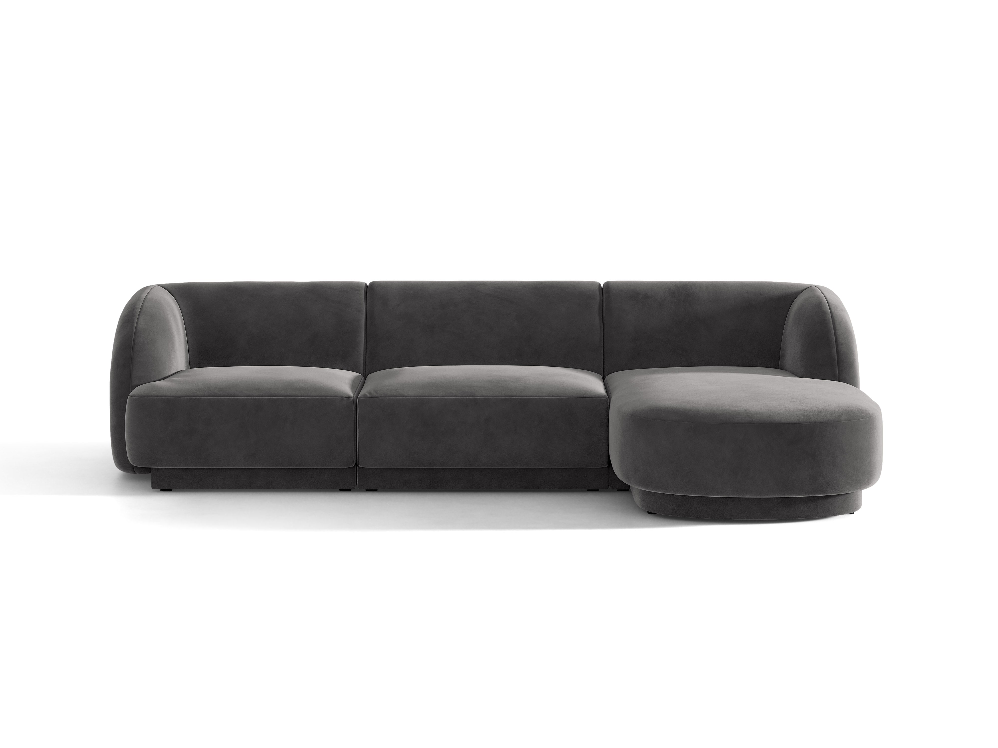 Samt-Ecksofa für 4 Personen rechts MILEY dunkelgrau