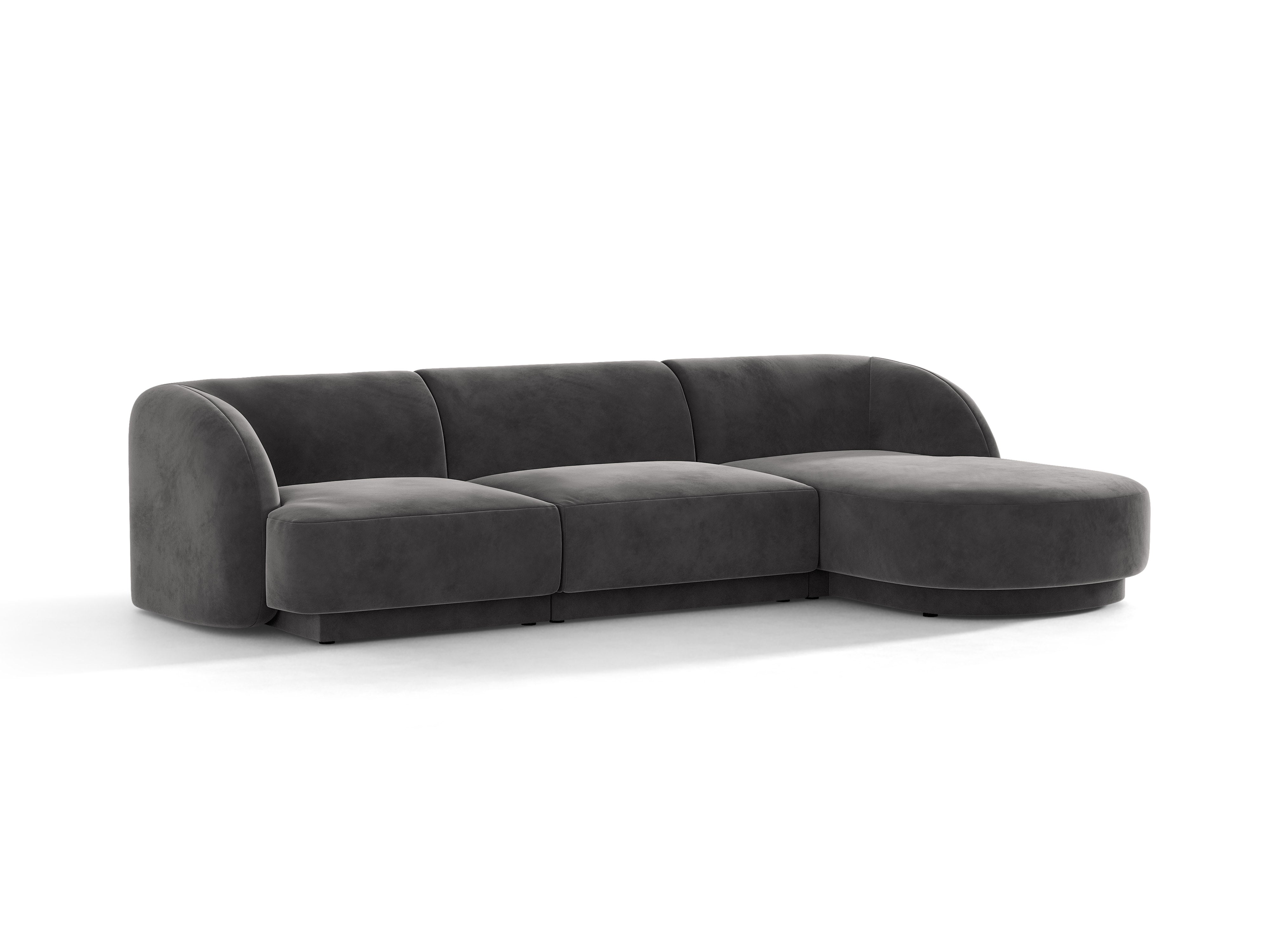 Samt-Ecksofa für 4 Personen rechts MILEY dunkelgrau