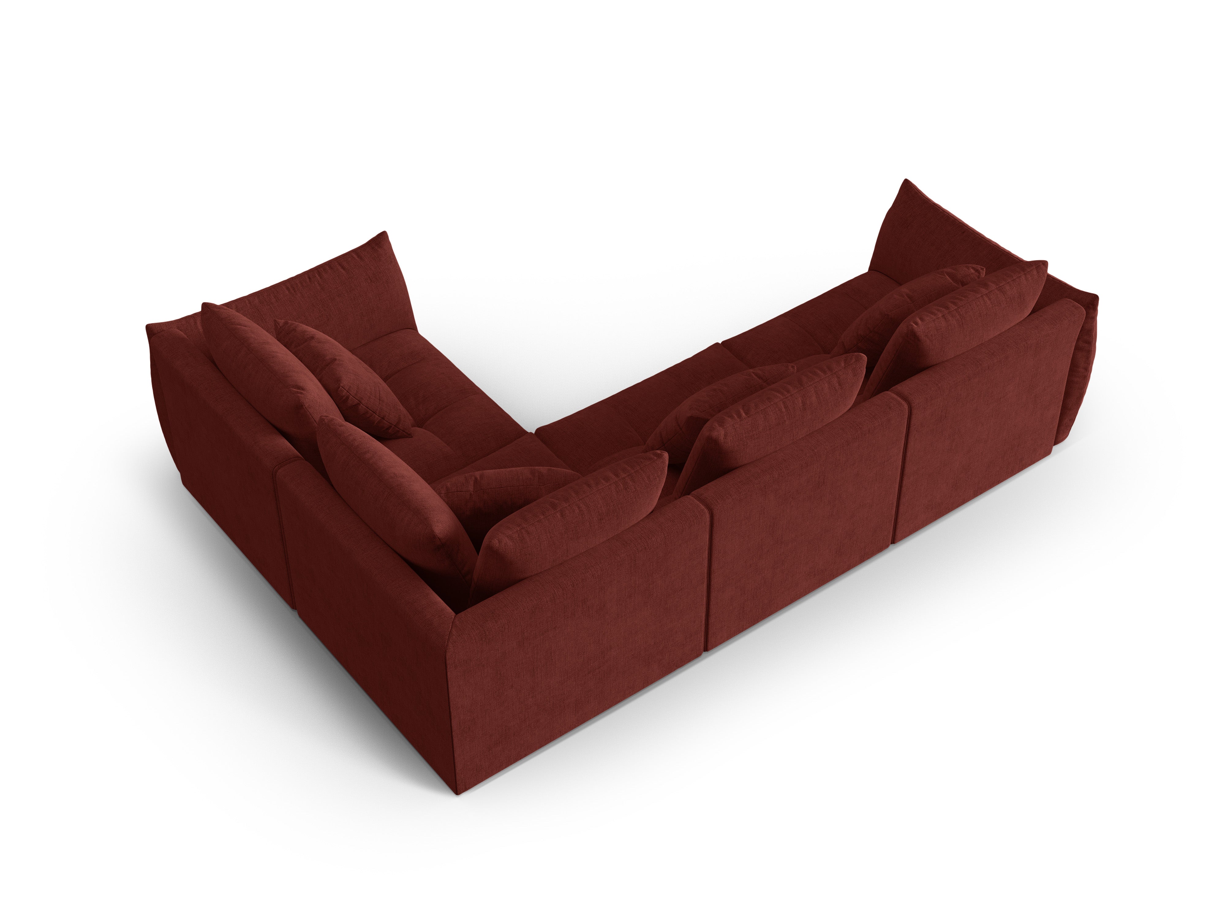 Right-facing 3-seater modular sofa BLOOM red chenille
