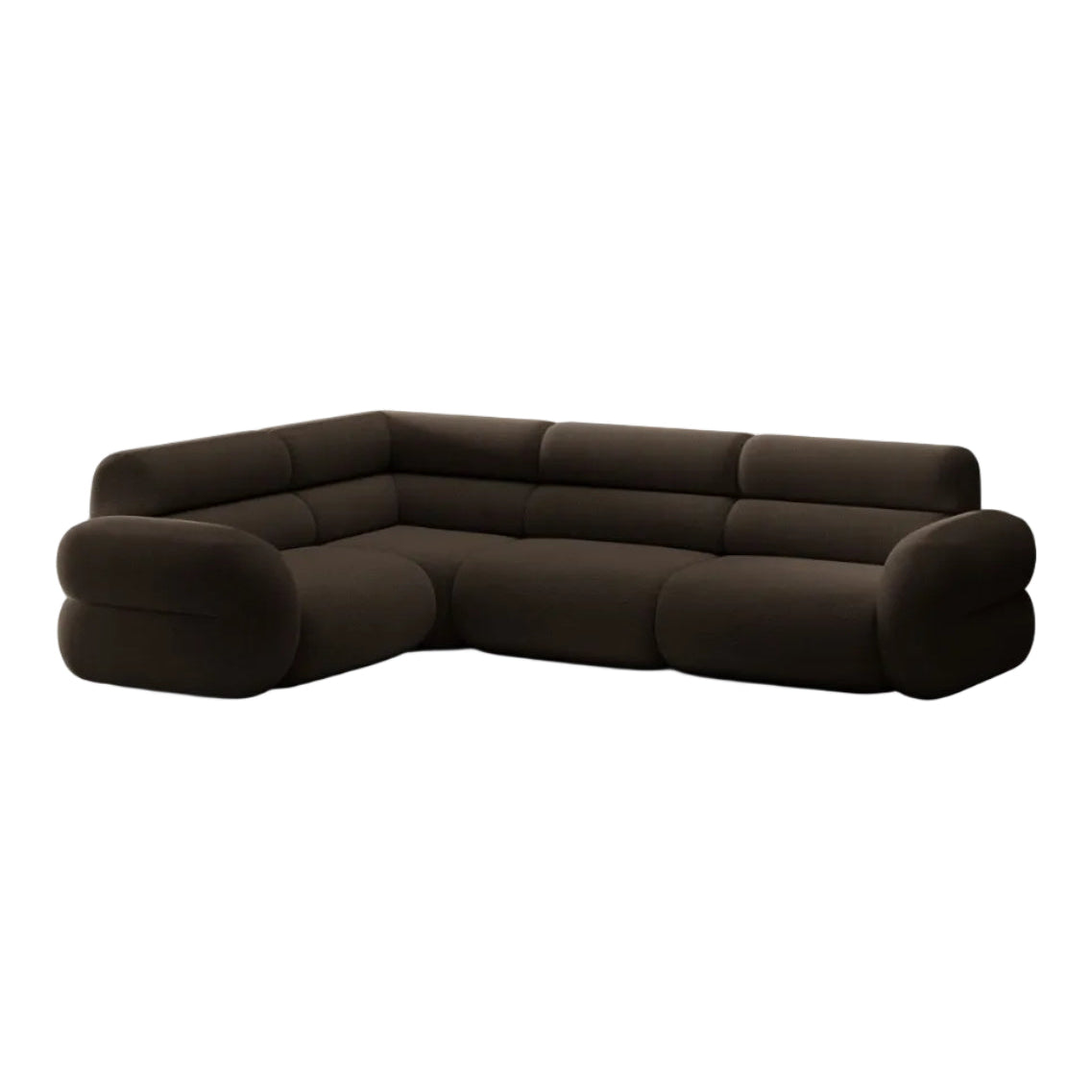 Ecksofa in L-Form links NEO braun Boucle