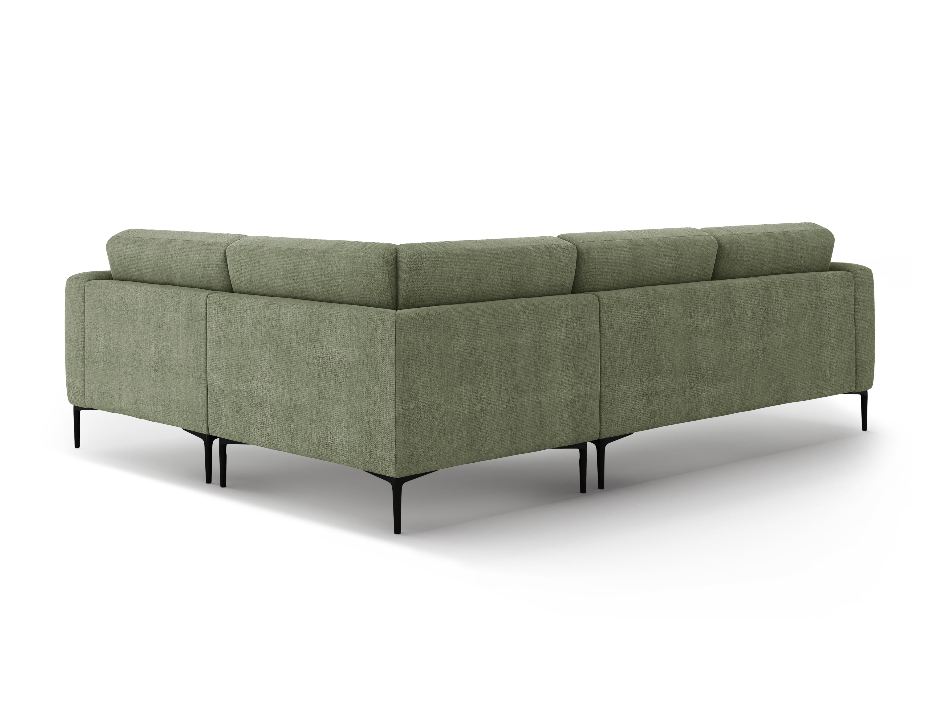 Right-facing L-shaped corner sofa BEMY in olive chenille