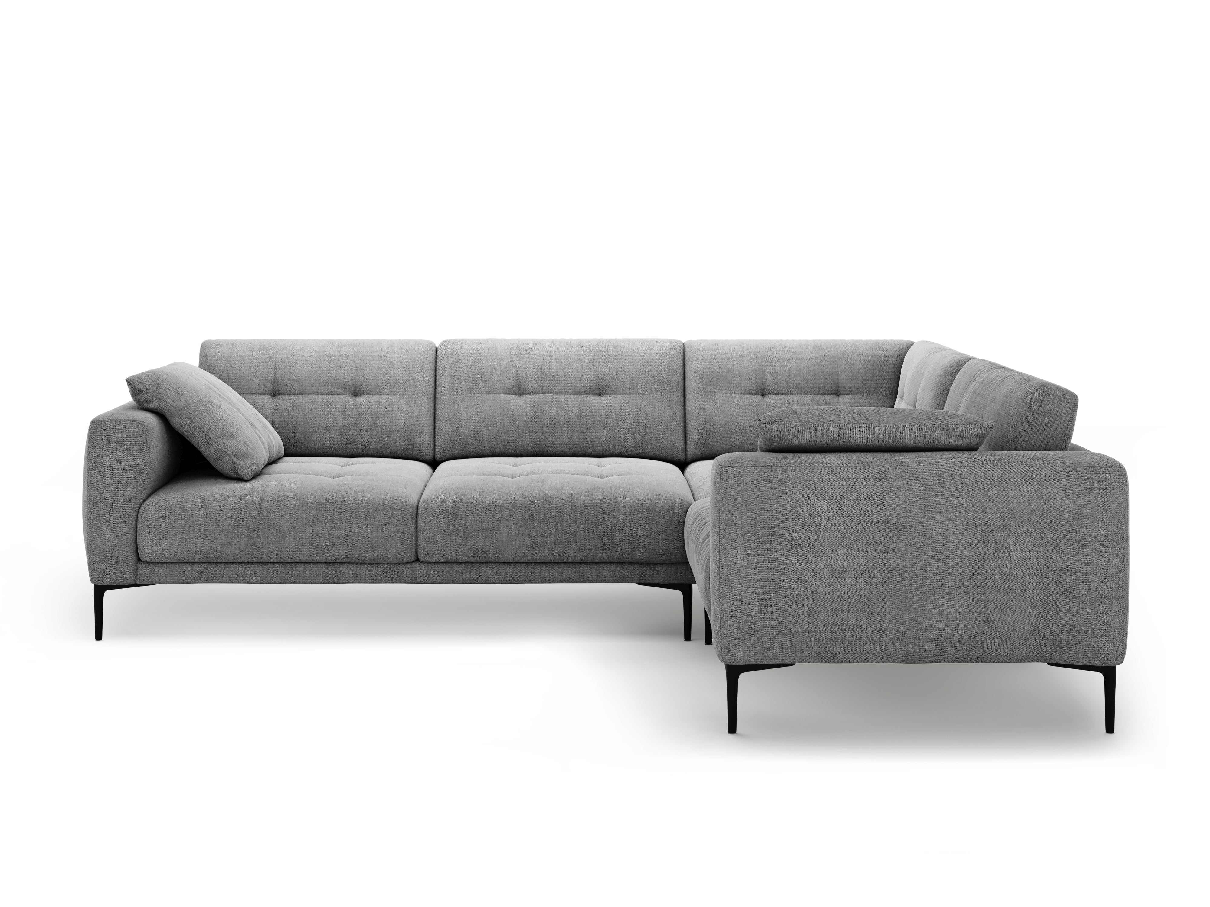 Right-facing L-shaped corner sofa BEMY gray chenille