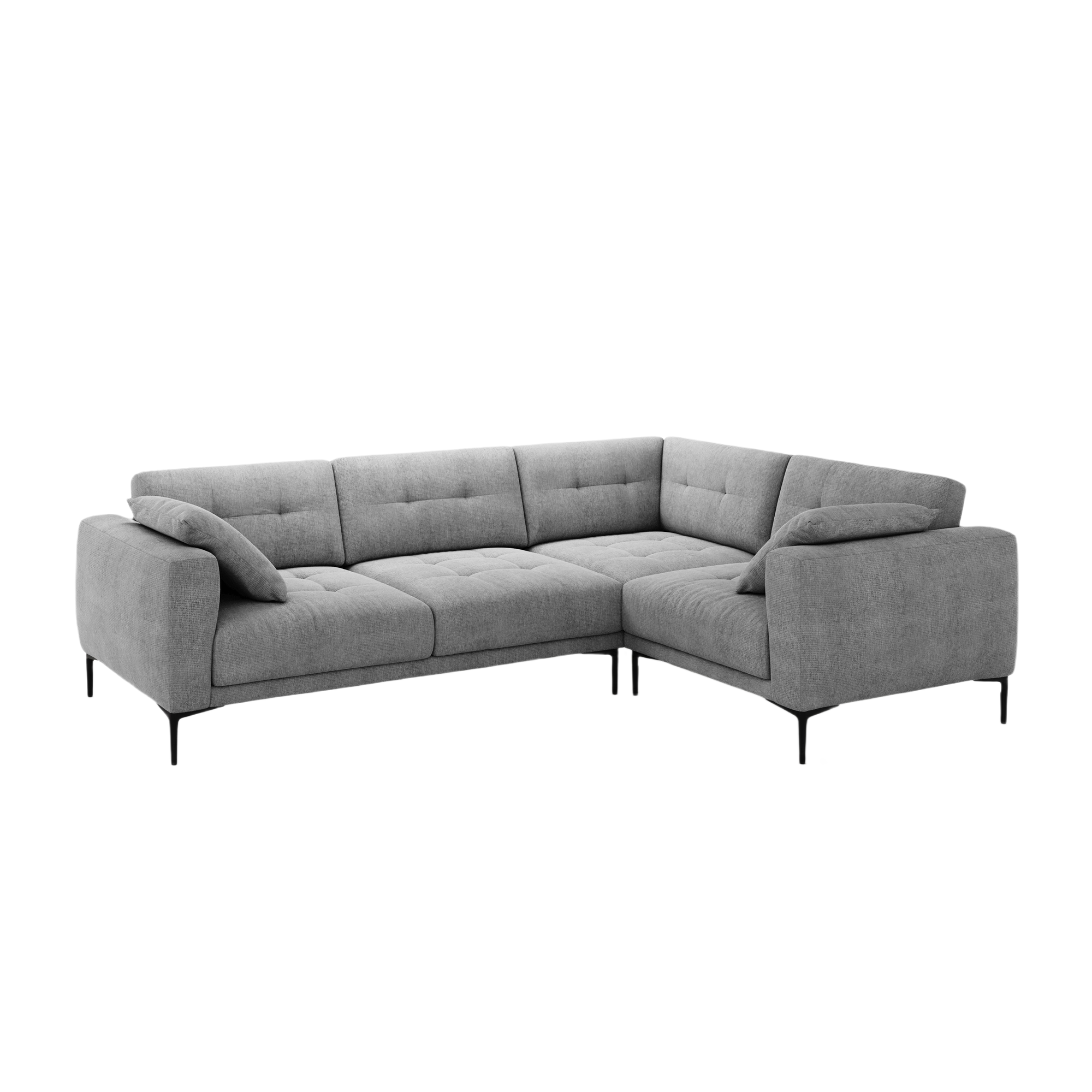 Right-facing L-shaped corner sofa BEMY gray chenille