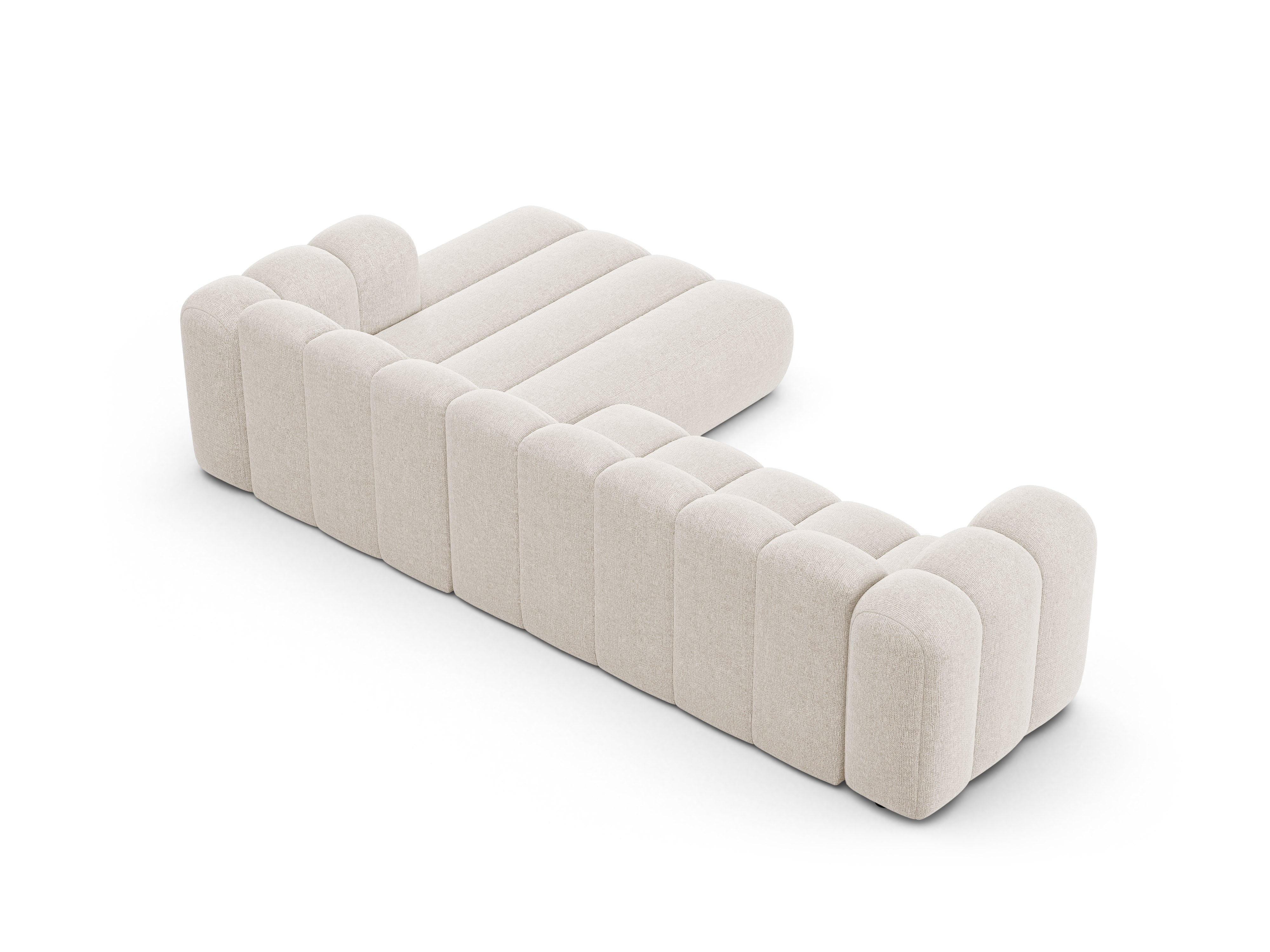 4-sitzige rechteckige Eckcouch LUPINE hellbeige Chenille